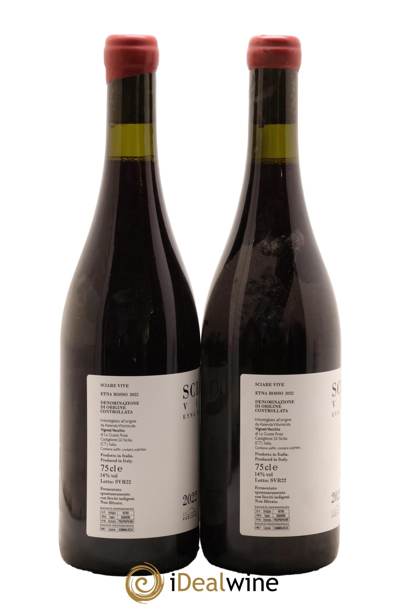 Italie Etna Rosso DOC Sciare Vive Vigneti Vecchio 2022 - Lot de 2 bouteilles - 1