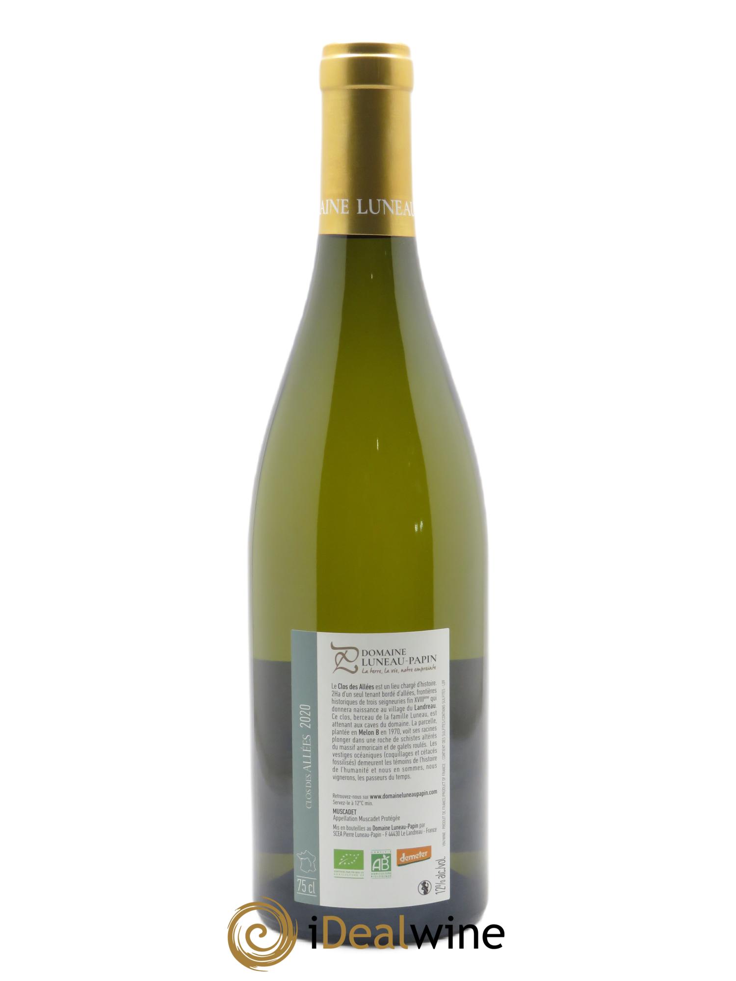 Muscadet-Sèvre-et-Maine sur lie Clos des Allées Luneau-Papin  2020 - Lot of 1 bottle - 1