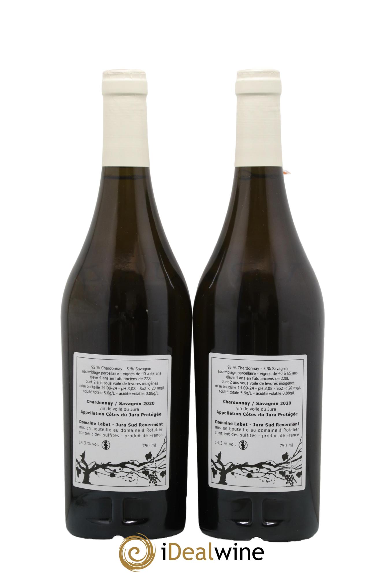 Côtes du Jura Vin de Voile Chardonnay-Savagnin cuvée de garde Romain - Julien  - Charline Labet 2020 - Lot de 2 bouteilles - 1