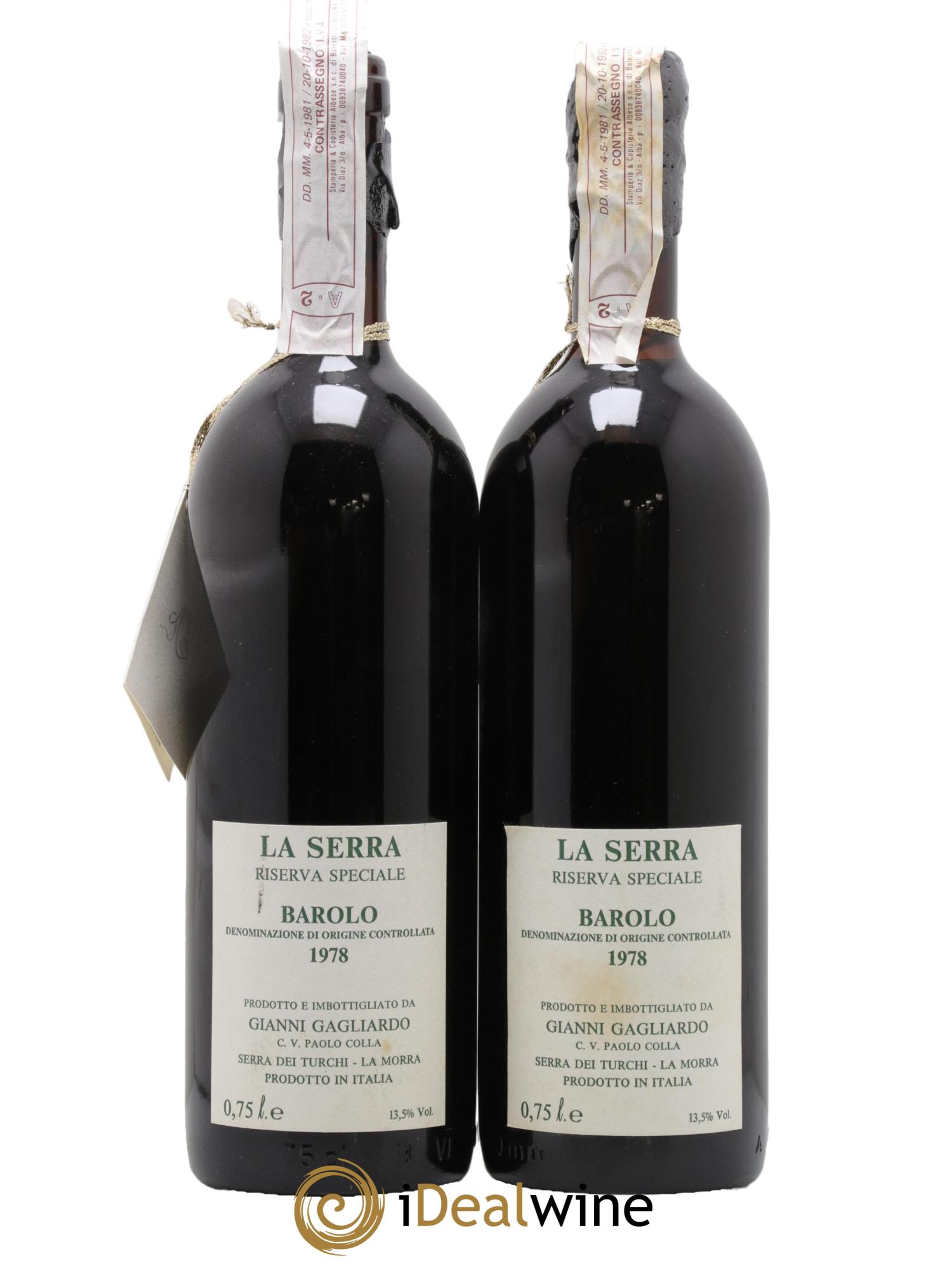 Barolo Riserva Speciale La Serra Gagliardo Gianni 1978 - Lot de 2 bouteilles - 1