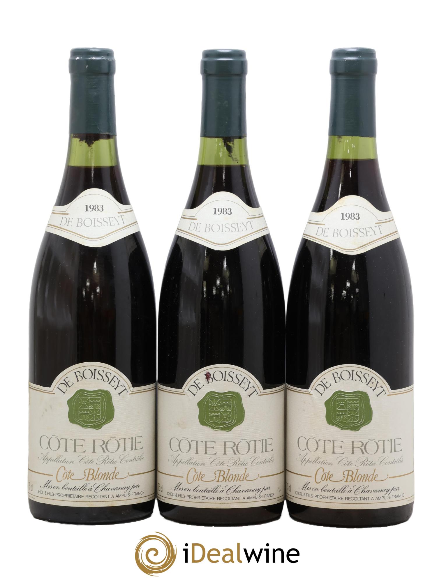 Côte-Rôtie Côte-Blonde Vignoble De Boisseyt 1983 - Lot de 3 bouteilles - 0