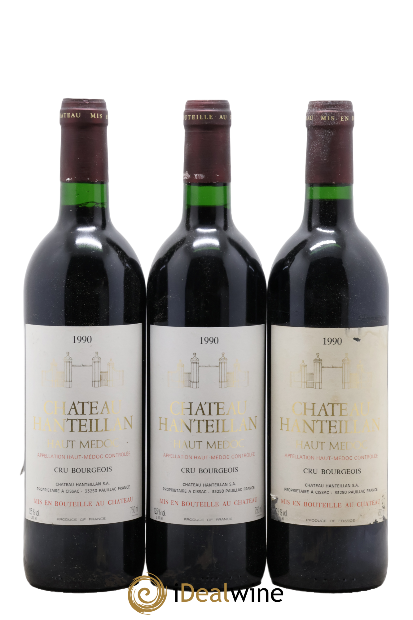 Château Hanteillan Cru Bourgeois 1990 - Lot de 3 bouteilles - 0