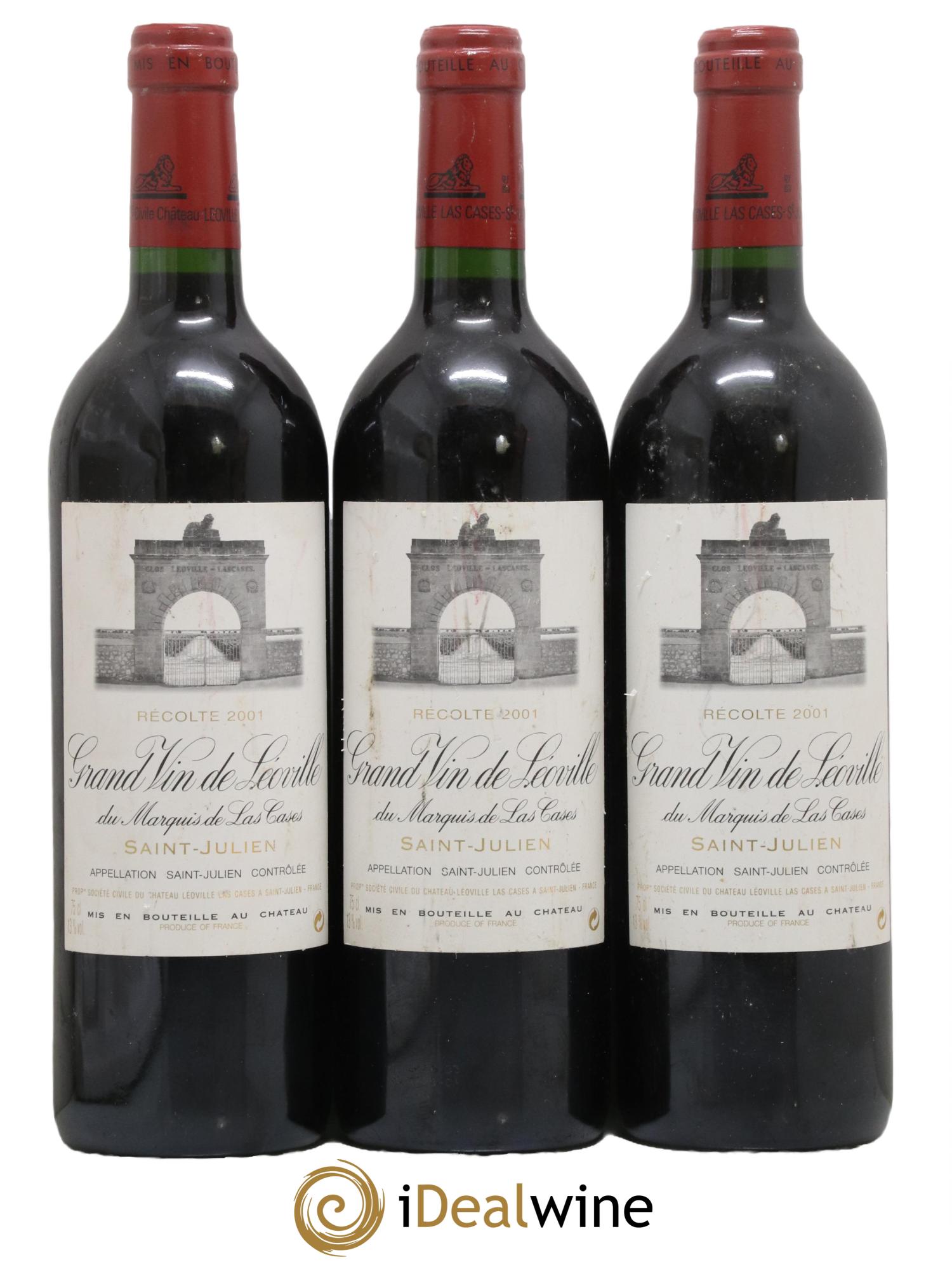 Château Léoville Las Cases 2ème Grand Cru Classé 2001 - Lot de 3 bouteilles - 0