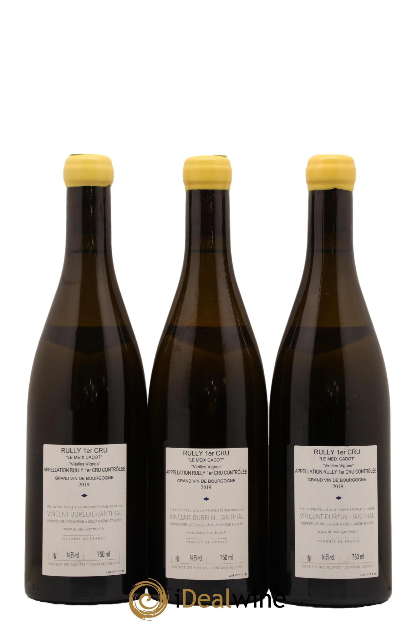 Rully 1er Cru Le Meix Cadot Vieilles Vignes Vincent Dureuil-Janthial 2019 - Lot de 3 bouteilles - 1