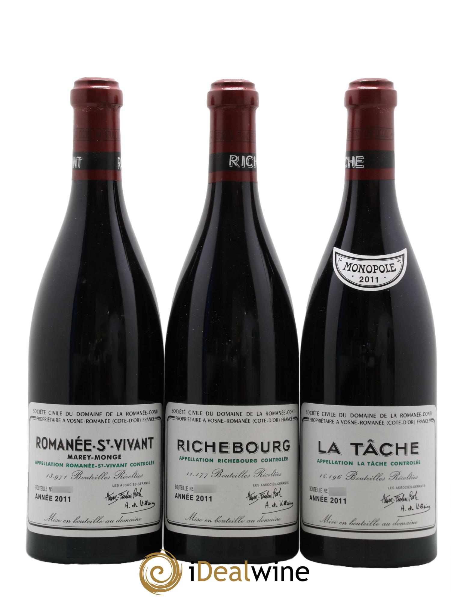 Assortiment 2011 du Domaine de la Romanée-Conti Domaine de la Romanée-Conti 3 La Tache, 2 Richebourg, 1 Romanee Conti, 2 Romanee Saint Vivant, 2 Echezeaux, 2 Grands Echezeaux 2011 - Lot of 12 bottles - 5