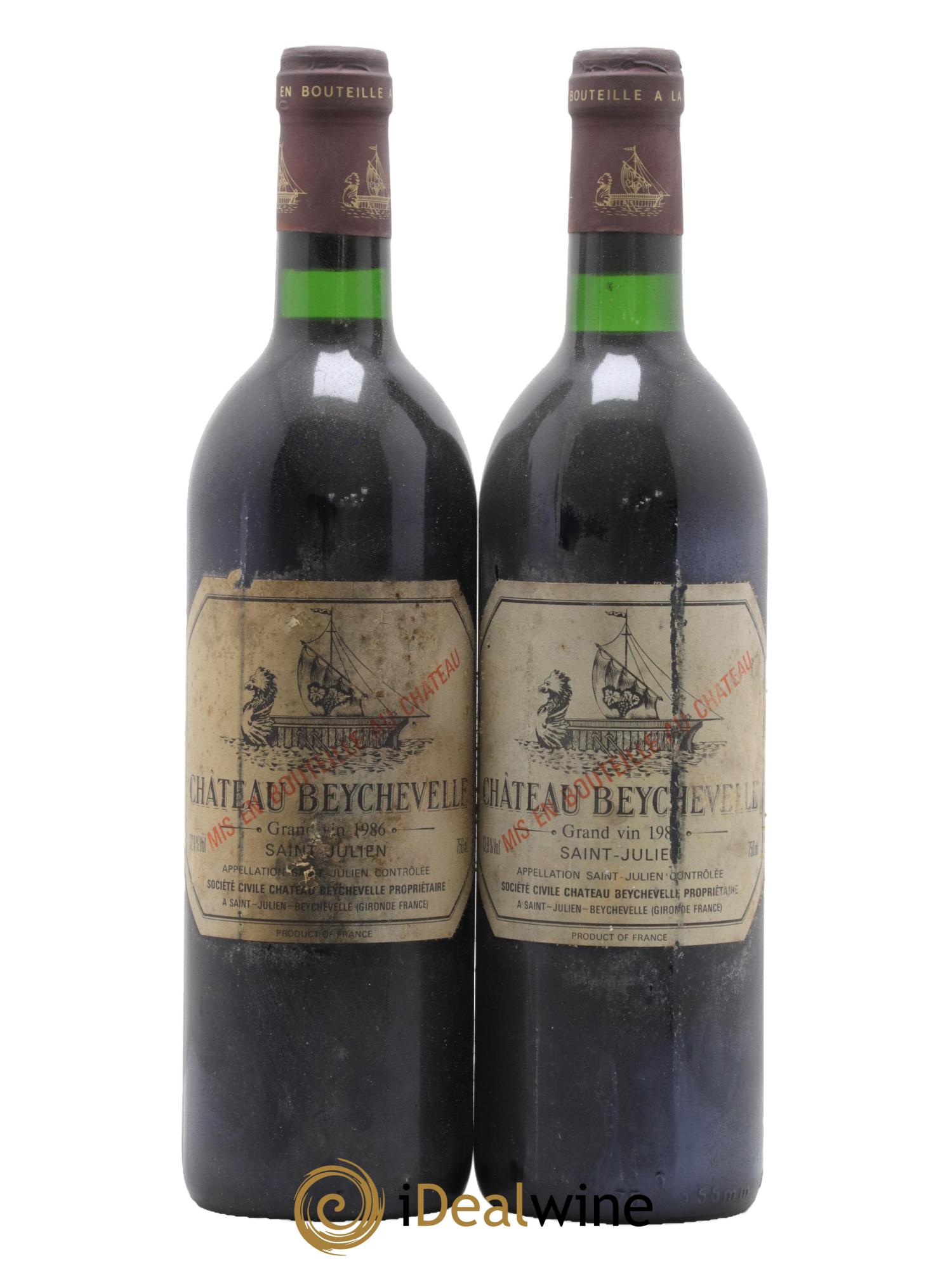 Château Beychevelle 4ème Grand Cru Classé 1986 - Lot de 2 bouteilles - 0