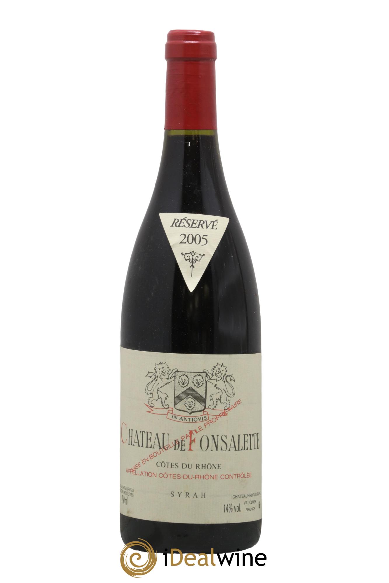 Côtes-du-Rhône Cuvée Syrah Château de Fonsalette 2005 - Lot de 1 bouteille - 0