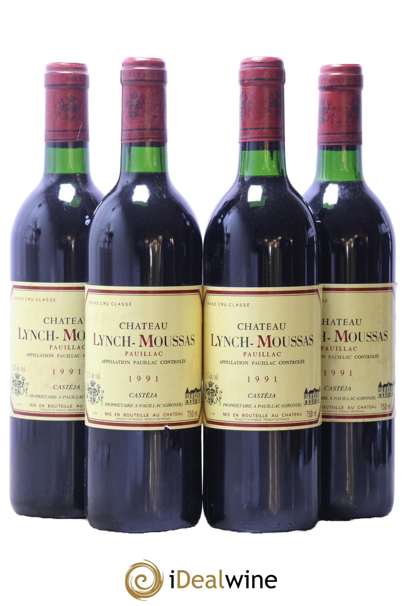 Château Lynch Moussas 5ème Grand Cru Classé 1991 - Lot de 4 bouteilles - 0