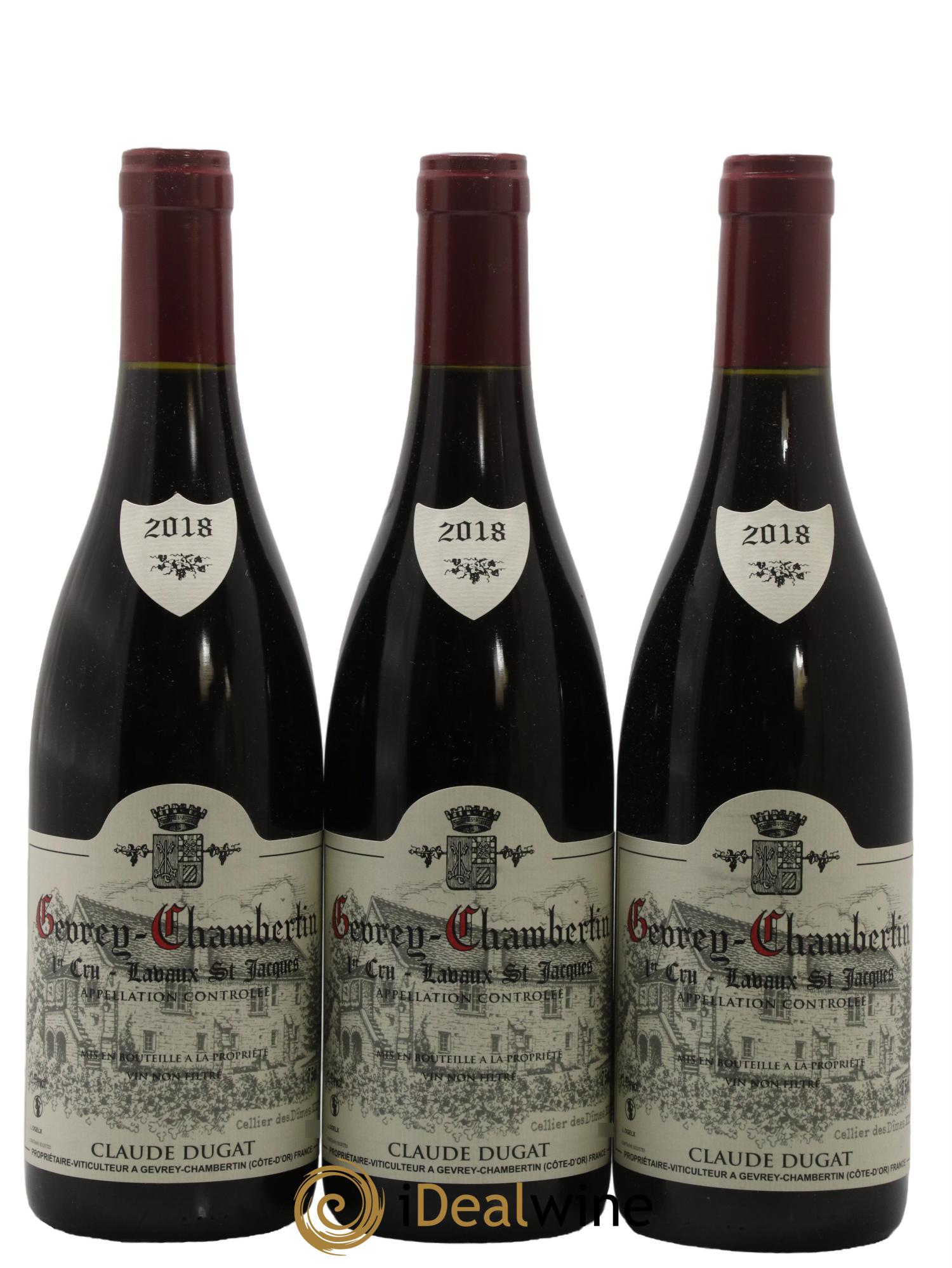 Gevrey-Chambertin 1er Cru Lavaux Saint-Jacques Claude Dugat 2018 - Lot de 3 bouteilles - 0