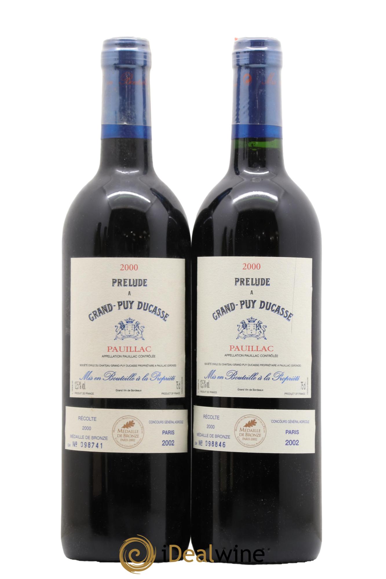 Prélude à Grand Puy Ducasse Second Vin 2000 - Lot of 2 bottles - 0