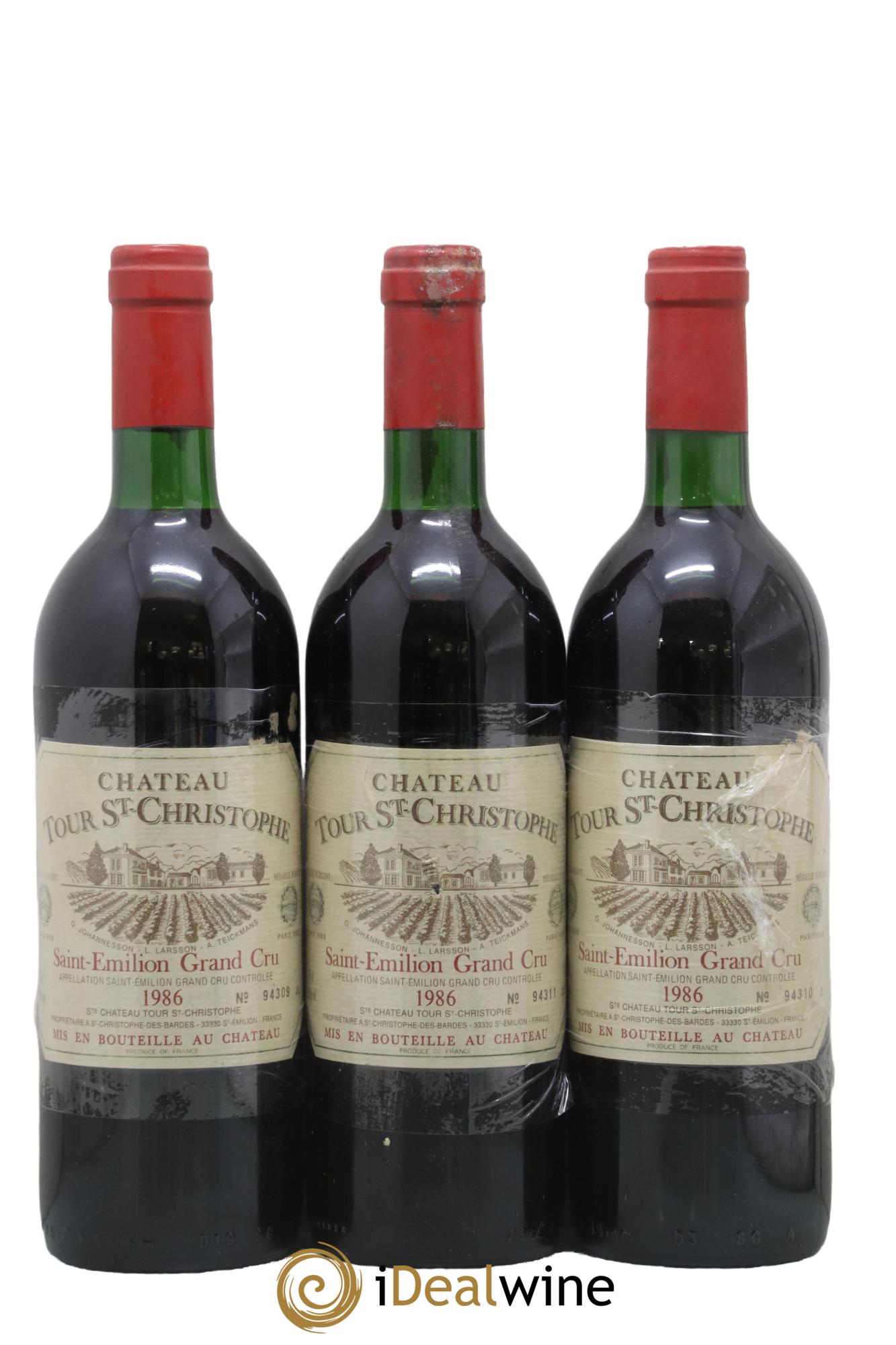 Saint-Émilion Grand Cru Château Tour Saint-Christophe 1986 - Lot of 3 bottles - 0
