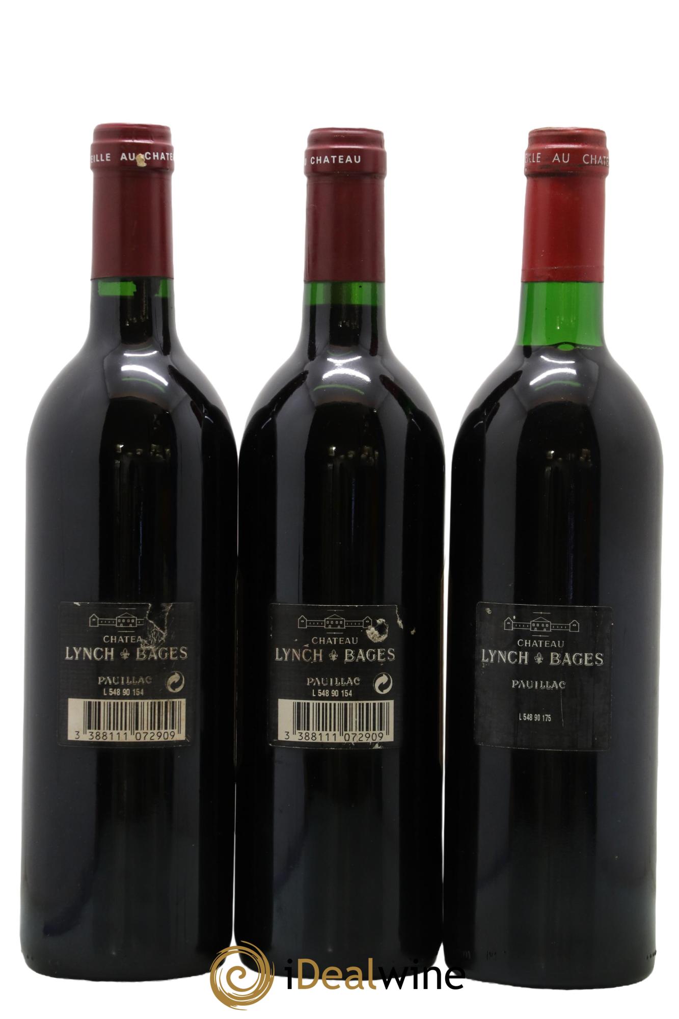 Château Lynch Bages 5ème Grand Cru Classé 1990 - Lot de 3 bouteilles - 1