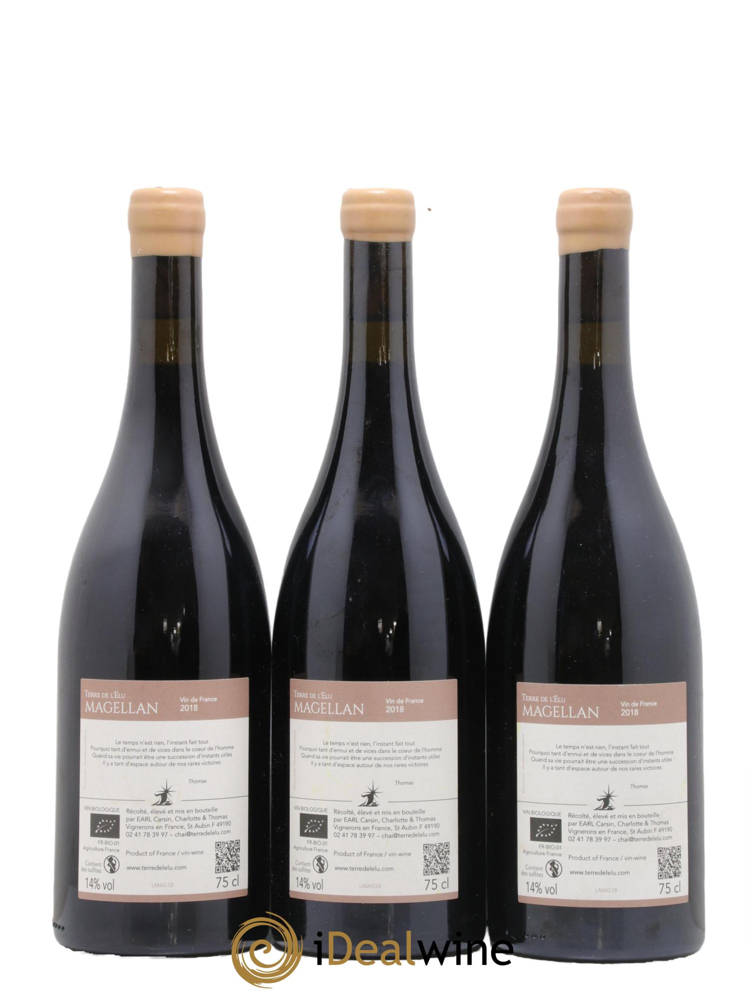 Vin de France Magellan Terre de l'Elu (Clos de L'Elu) 2018 - Lot de 3 bouteilles - 1