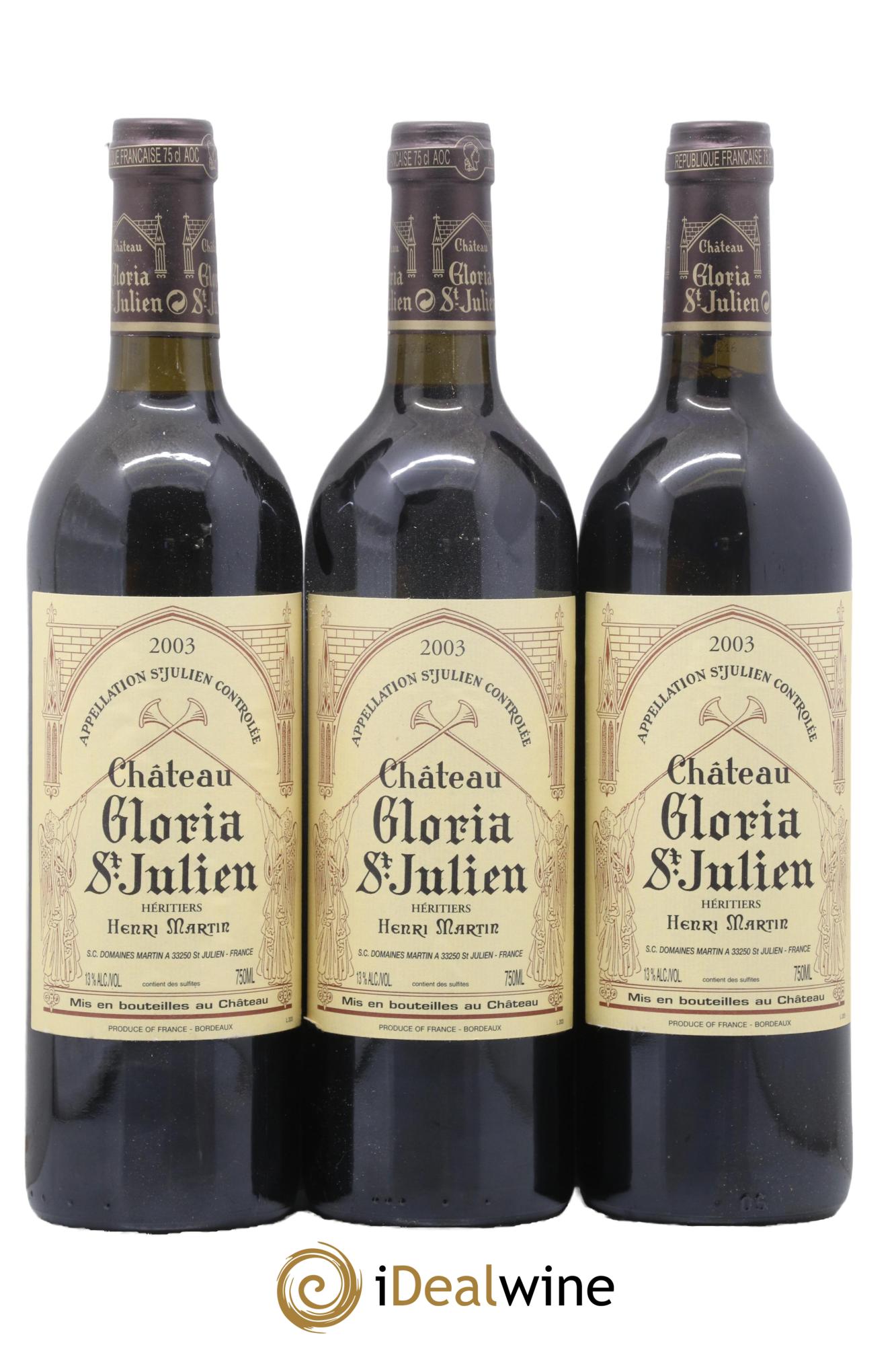 Château Gloria 2003 - Lot de 3 bouteilles - 0