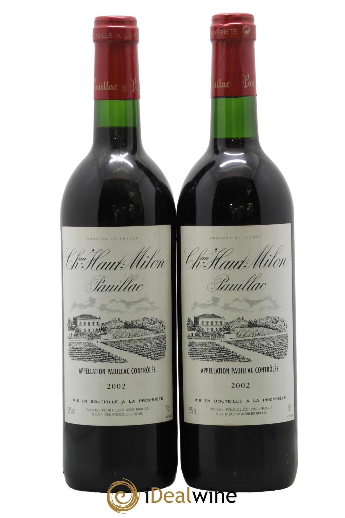 Pauillac Château Haut Milon 2002 - Lotto di 2 bottiglie - 0