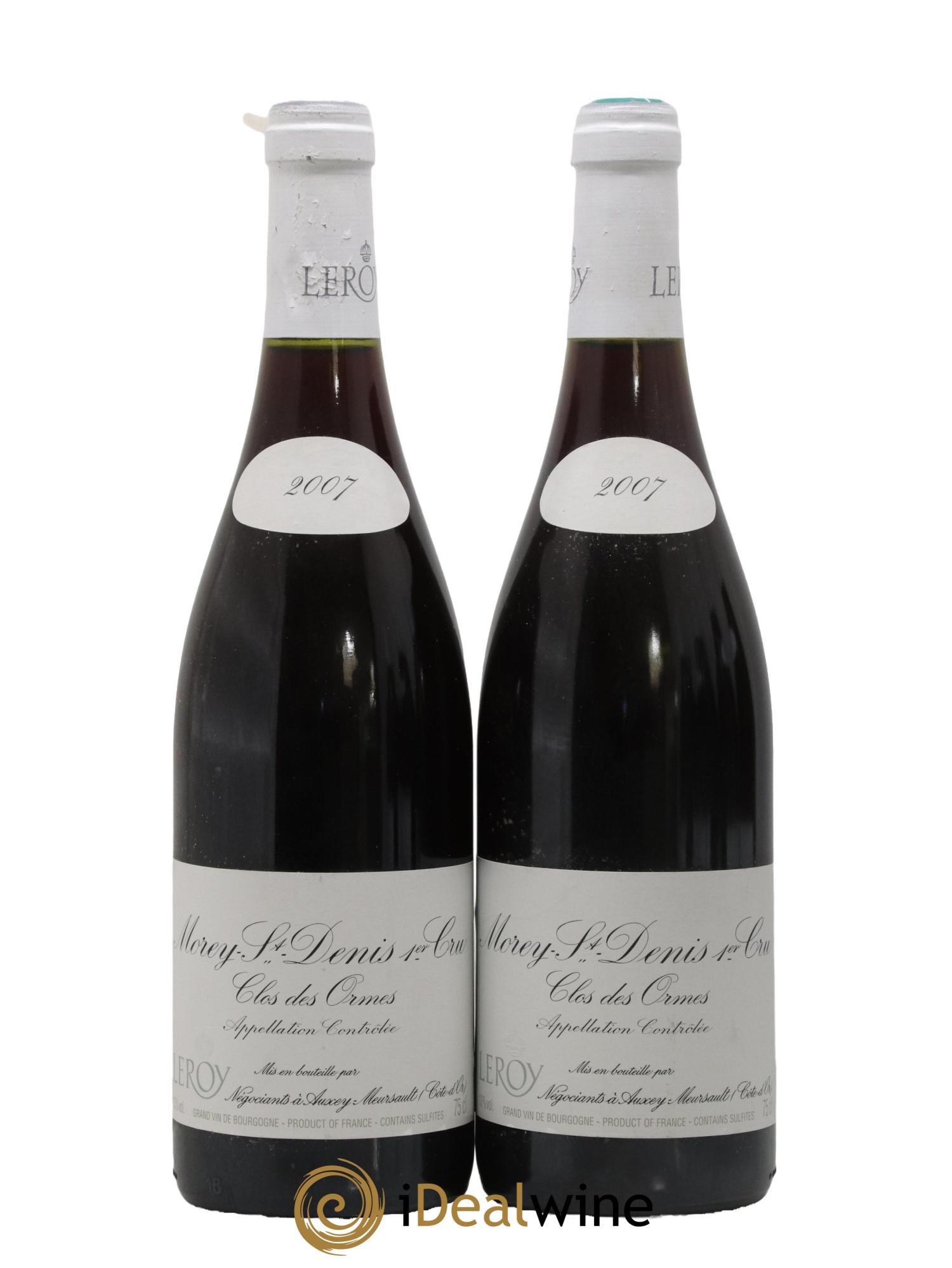 Morey-Saint-Denis 1er Cru Clos des Ormes Leroy SA 2007 - Lot de 2 bouteilles - 0