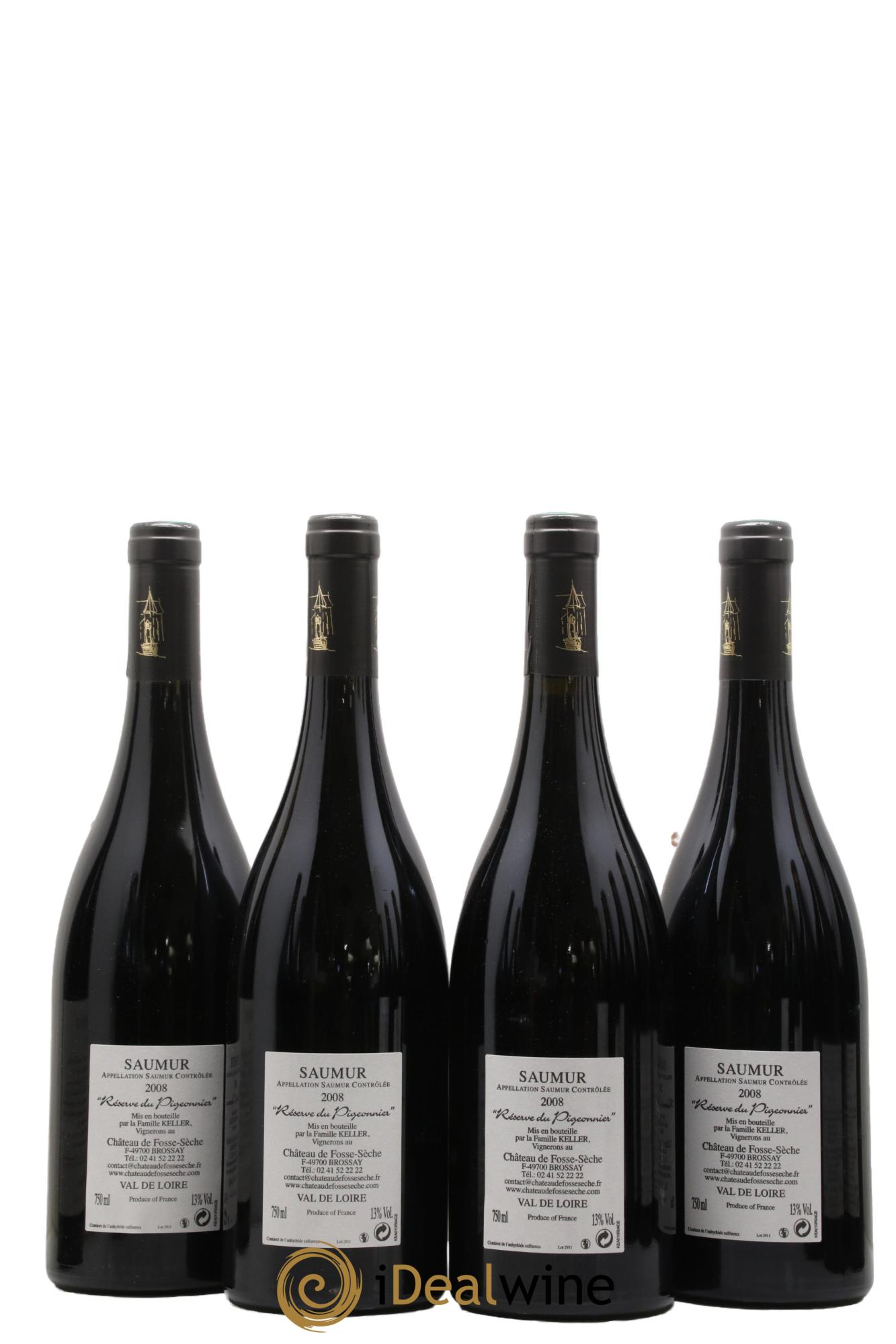 Vin de France (anciennement Saumur Puy-Notre-Dame) Réserve du Pigeonnier Château de Fosse-Sèche 2008 - Lot de 4 bouteilles - 1