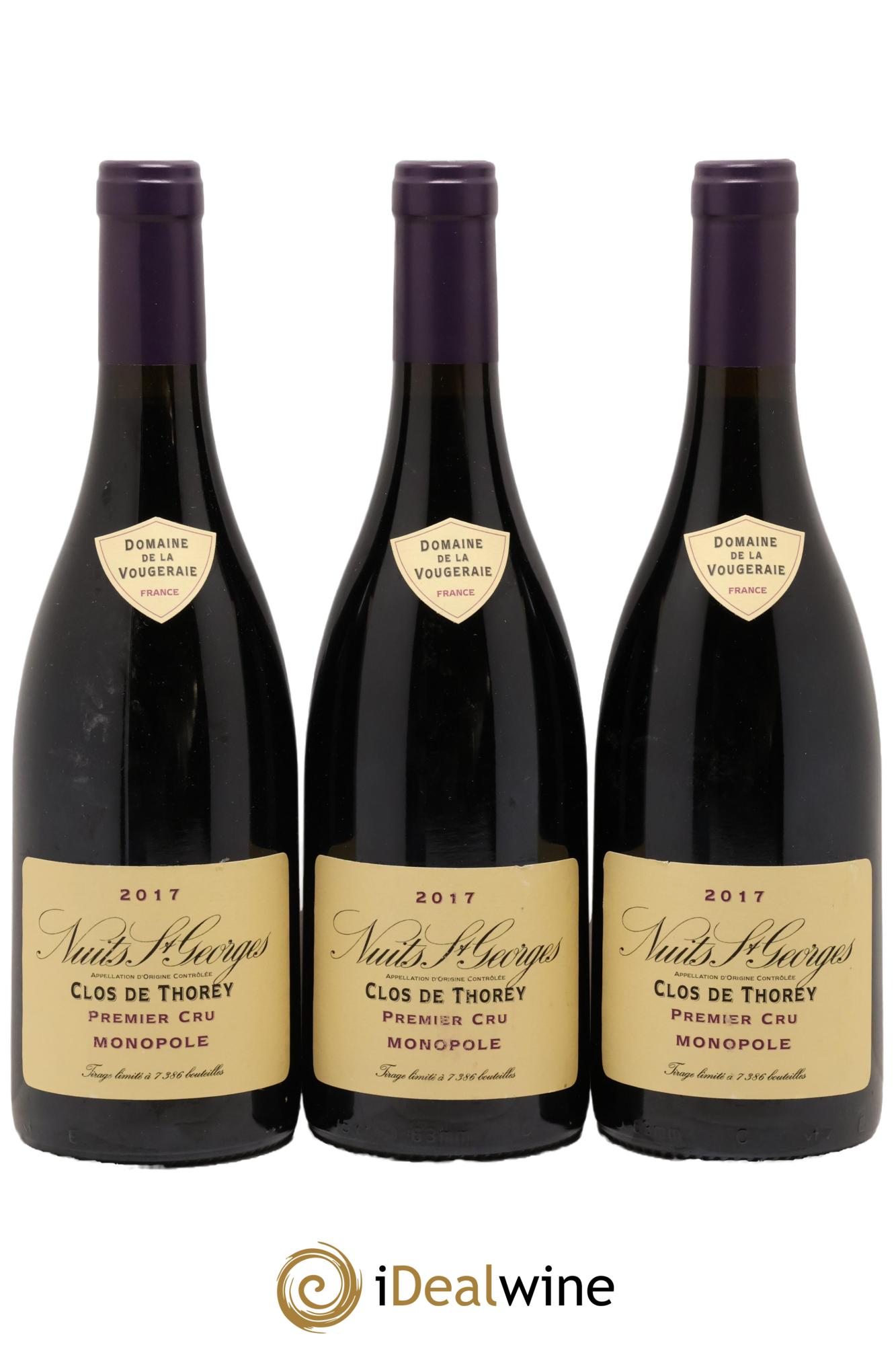 Nuits-Saint-Georges 1er Cru Clos de Thorey La Vougeraie 2017 - Lotto di 3 bottiglie - 0