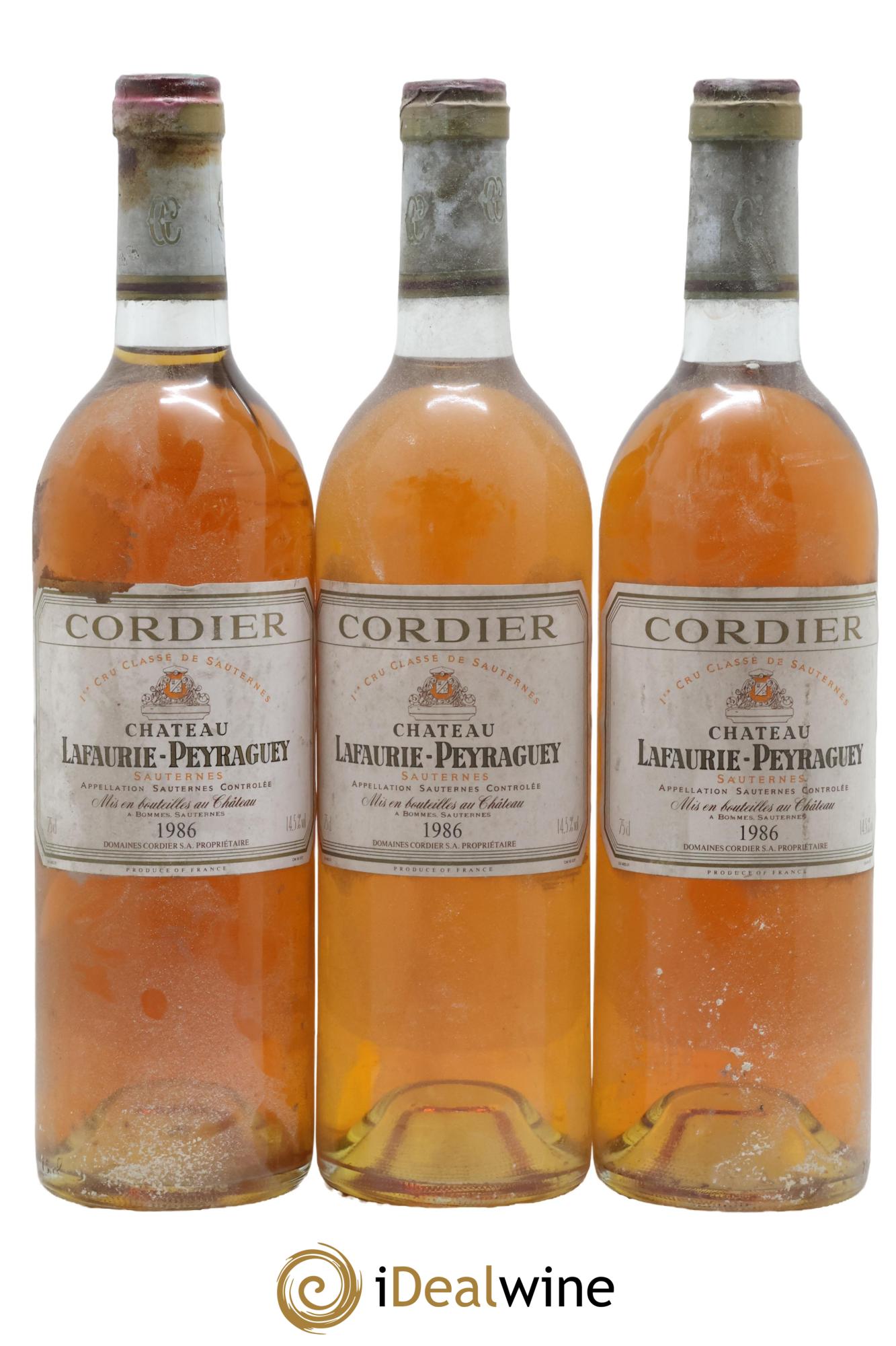 Château Lafaurie-Peyraguey 1er Grand Cru Classé 1986 - Posten von 3 Flaschen - 0