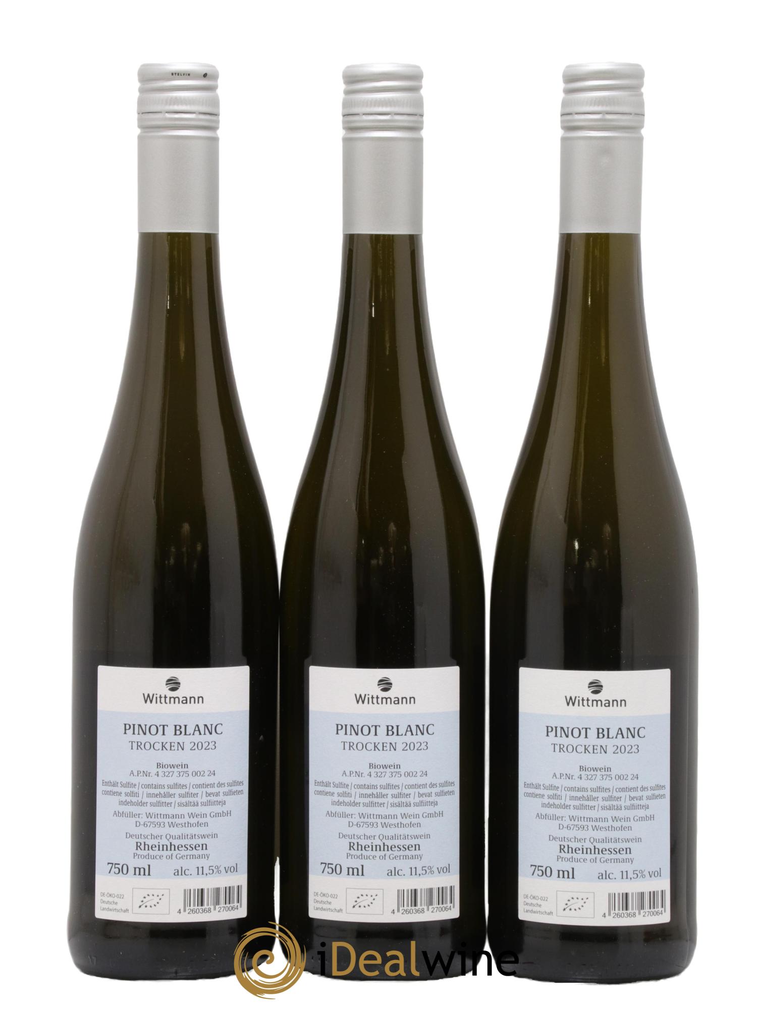 Allemagne Rheinhessen Pinot Blanc 100 Hugel Wittmann 2023 - Lotto di 3 bottiglie - 1