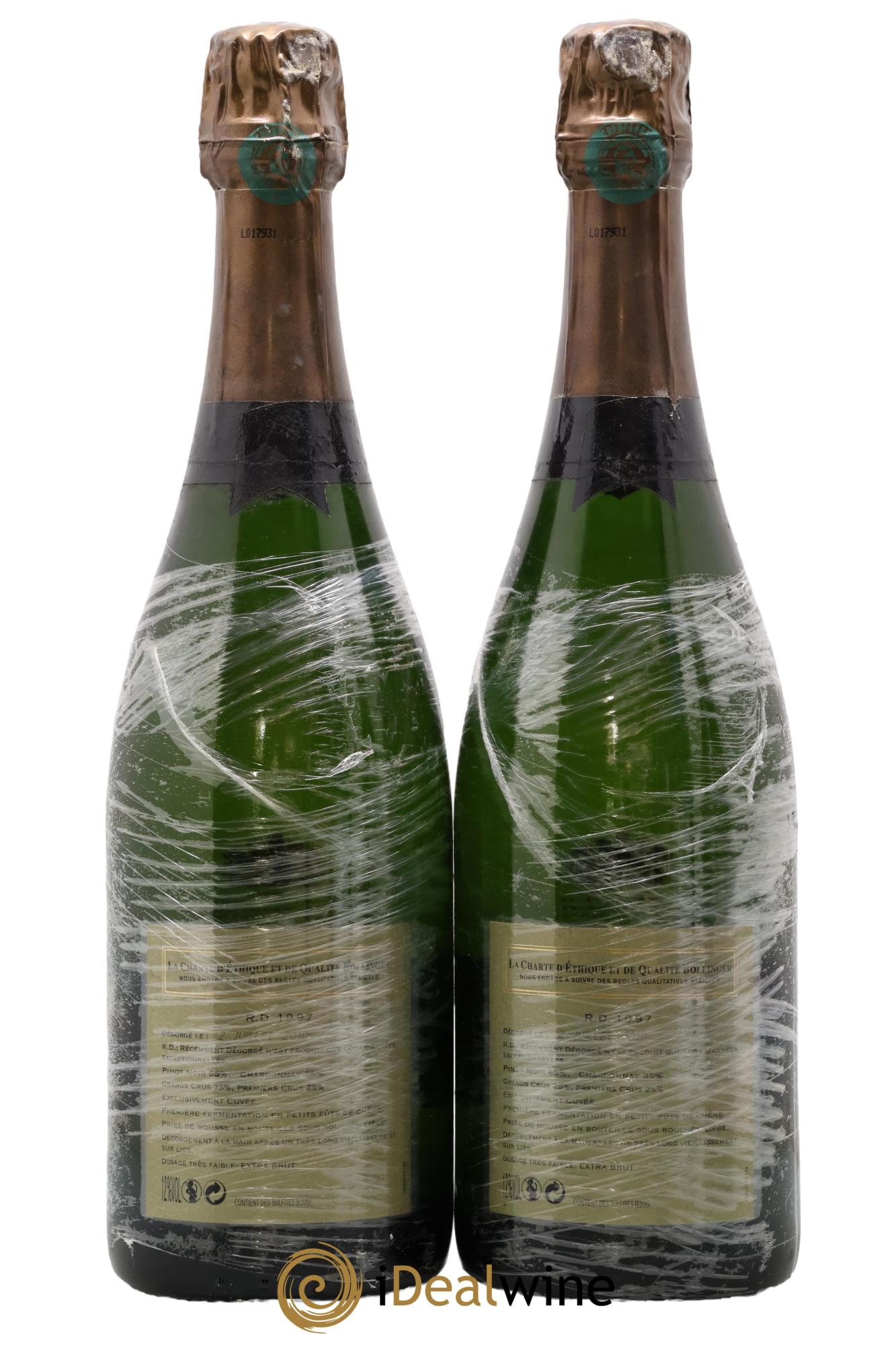 R.D. Extra-Brut Bollinger 1997 - Lot of 2 bottles - 1