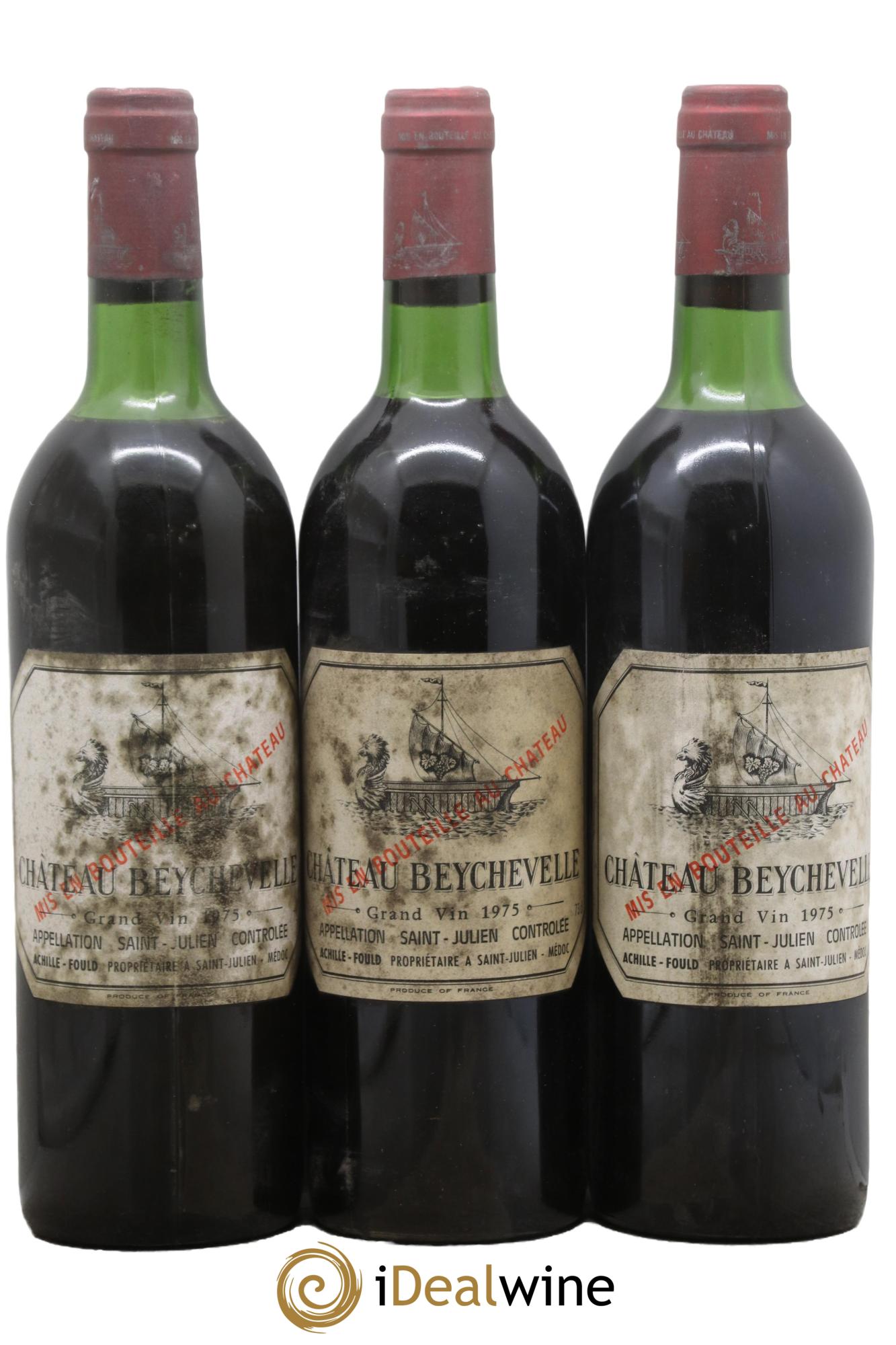 Château Beychevelle 4ème Grand Cru Classé 1975 - Lot of 3 bottles - 0