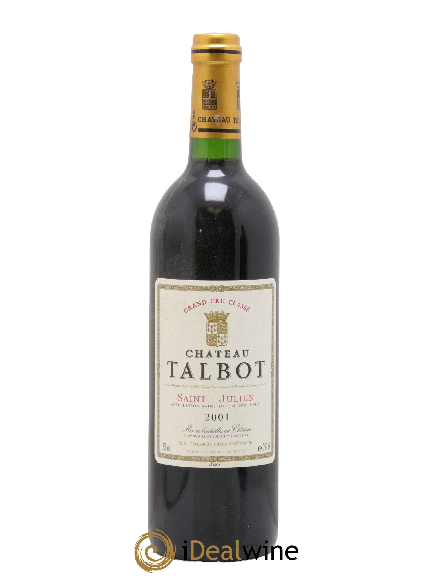 Château Talbot 4ème Grand Cru Classé 2001 - Lot de 1 bouteille - 0