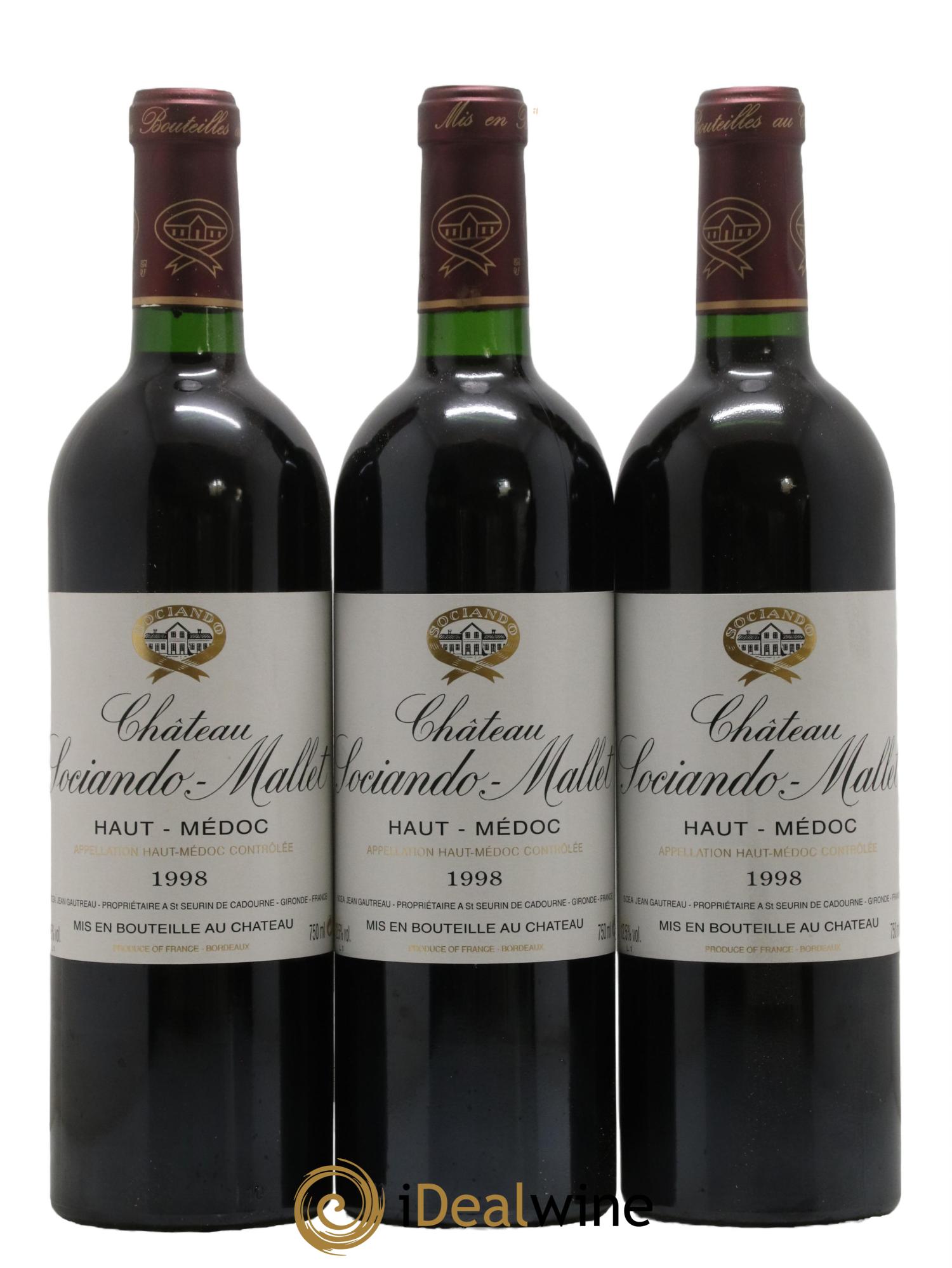 Château Sociando Mallet 1998 - Lot de 12 bouteilles - 2