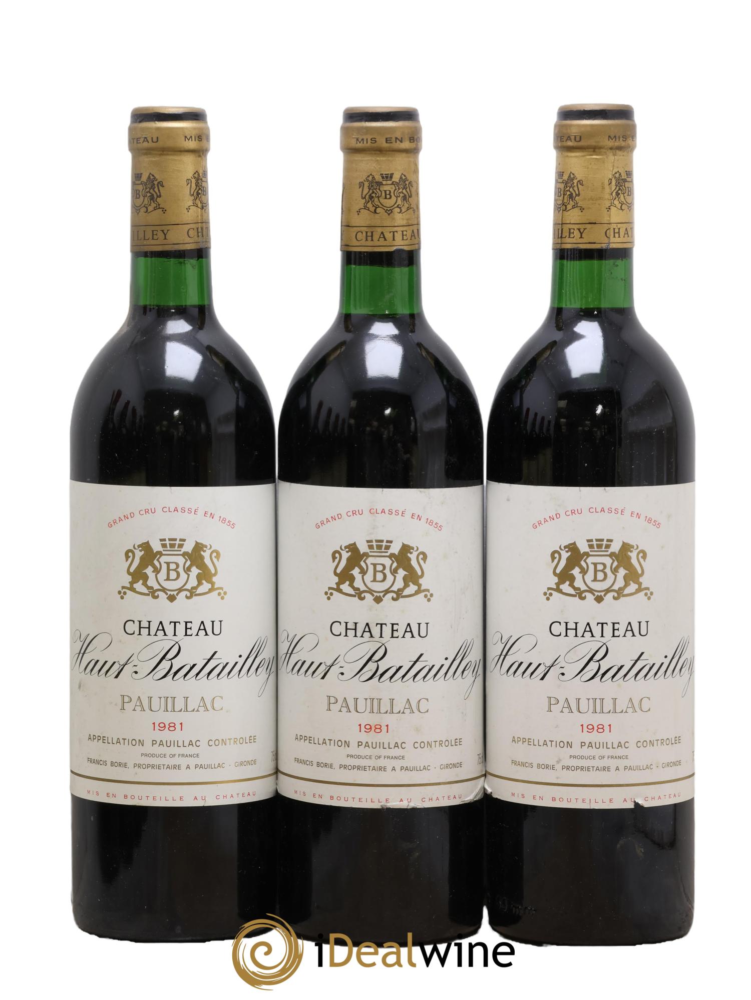 Château Haut Batailley 5ème Grand Cru Classé 1981 - Lot of 3 bottles - 0