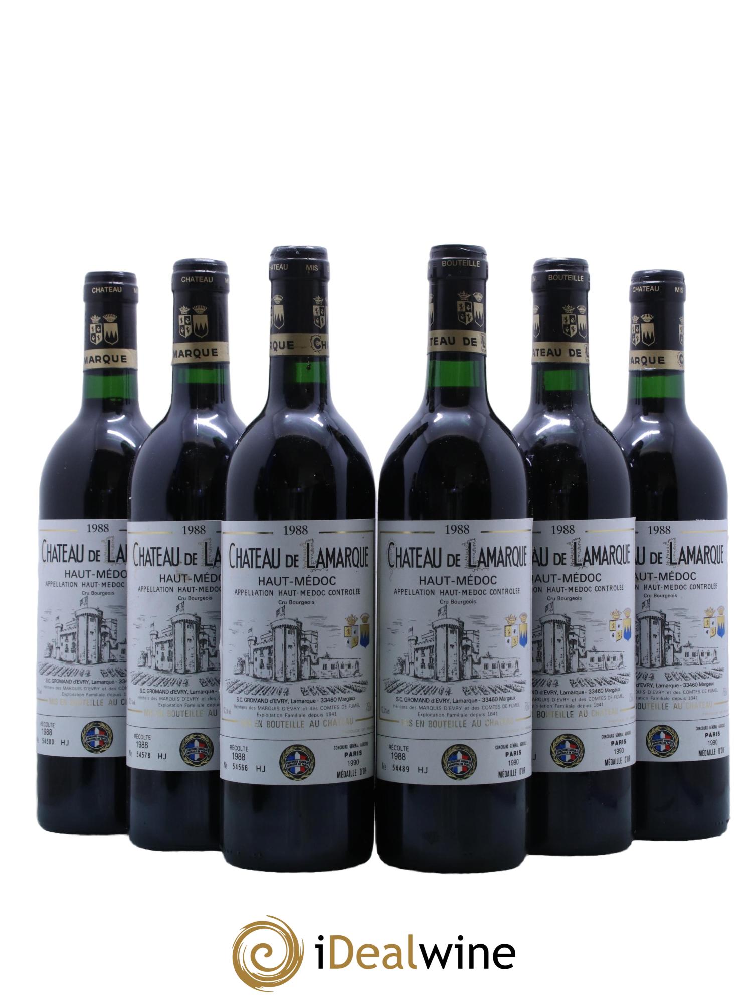 Château de Lamarque Cru Bourgeois 1988 - Lot de 6 bouteilles - 0