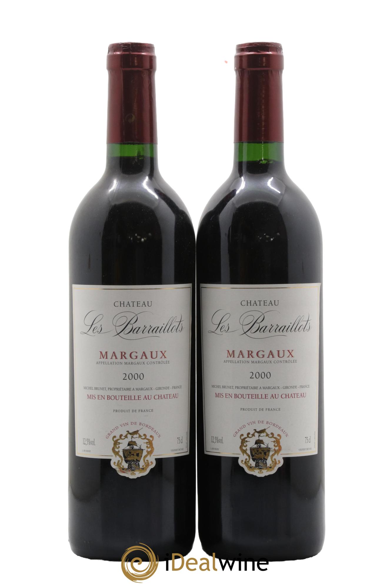 Margaux Château Les Barraillots 2000 - Lot de 2 bouteilles - 0