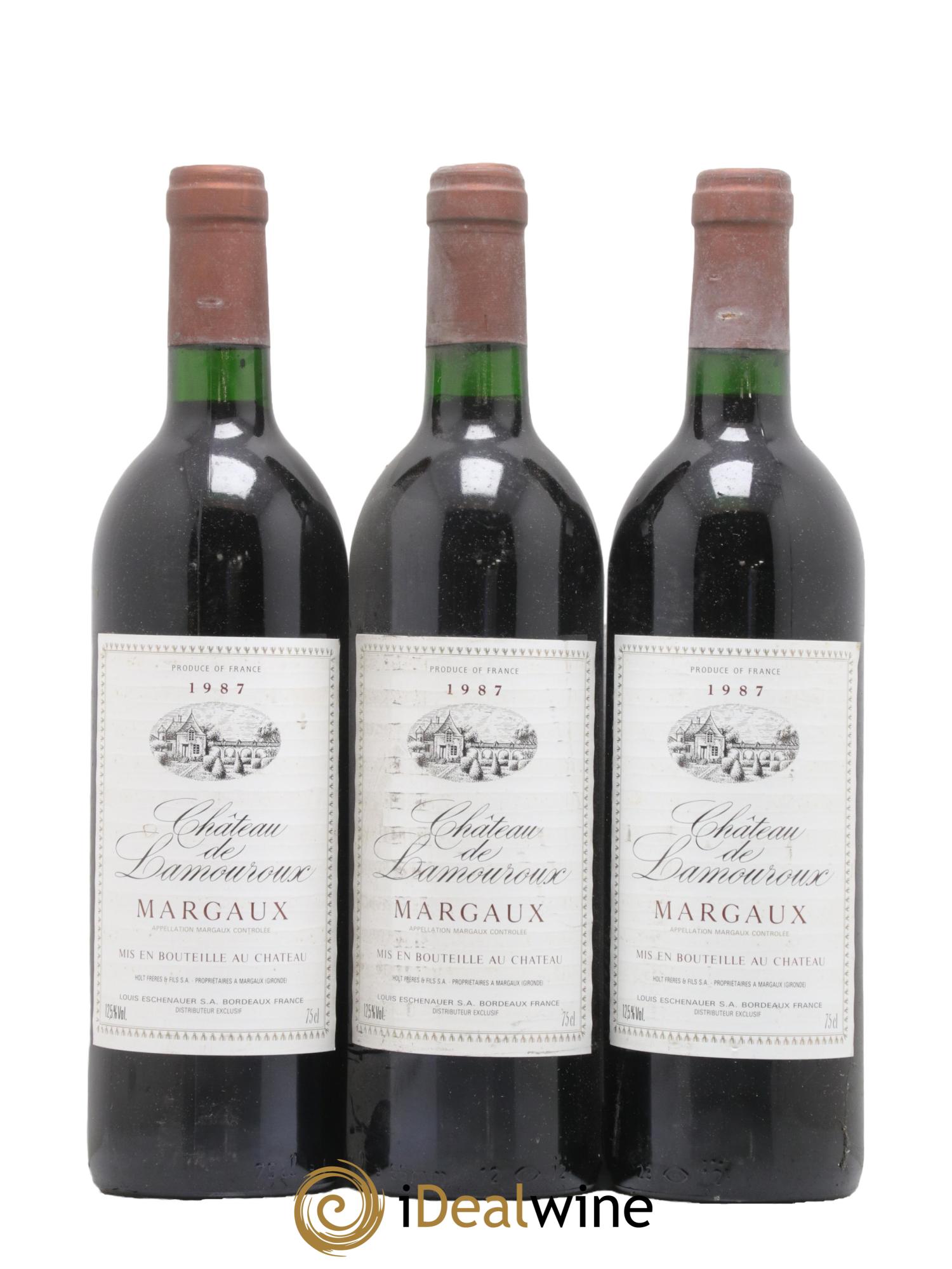 Bordeaux Margaux Chateau de Lamouroux 1987 - Lot de 3 bouteilles - 0
