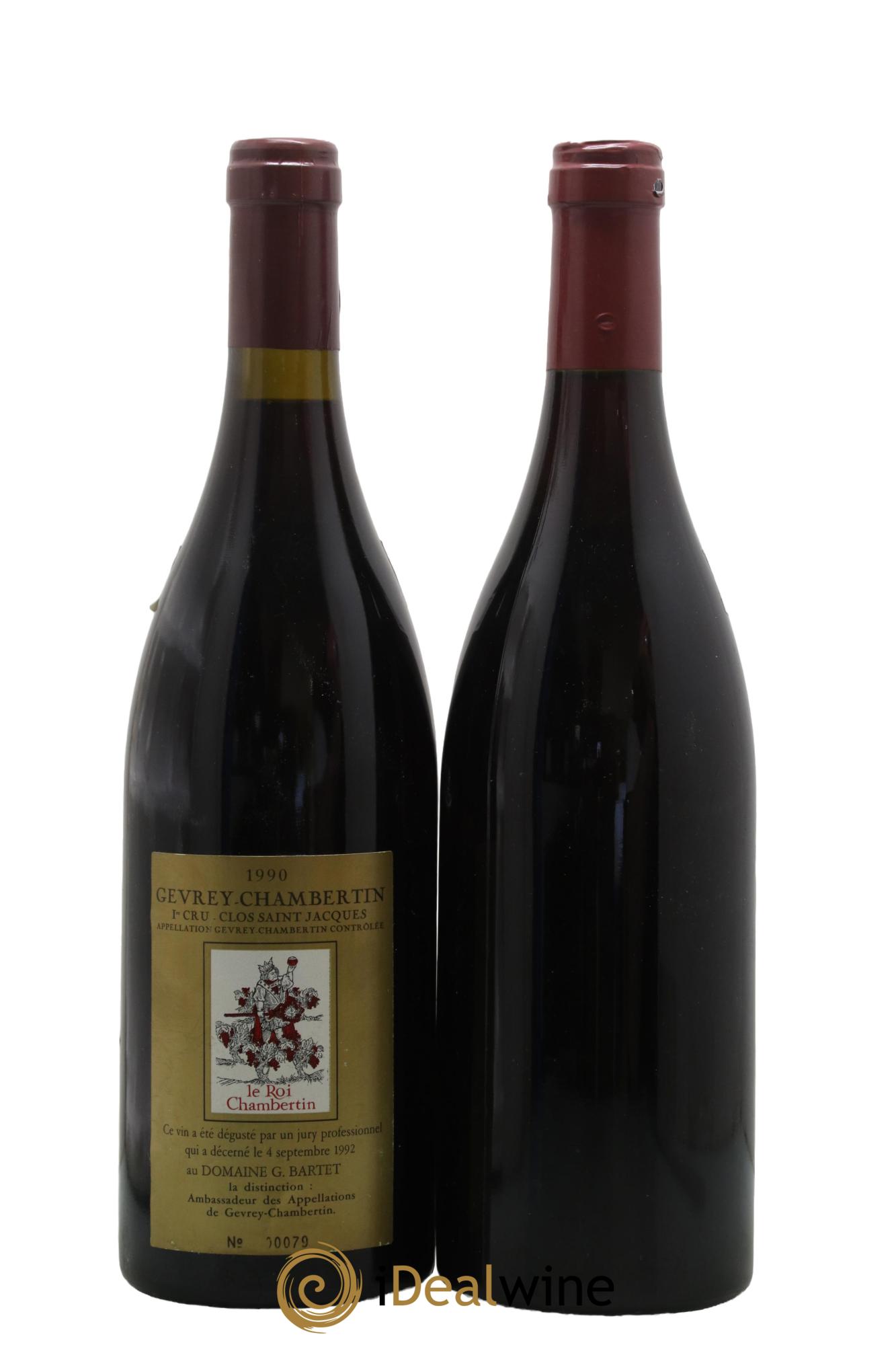 Gevrey-Chambertin 1er Cru Clos St-Jacques Domaine Bartet 1990 - Lot de 2 bouteilles - 1