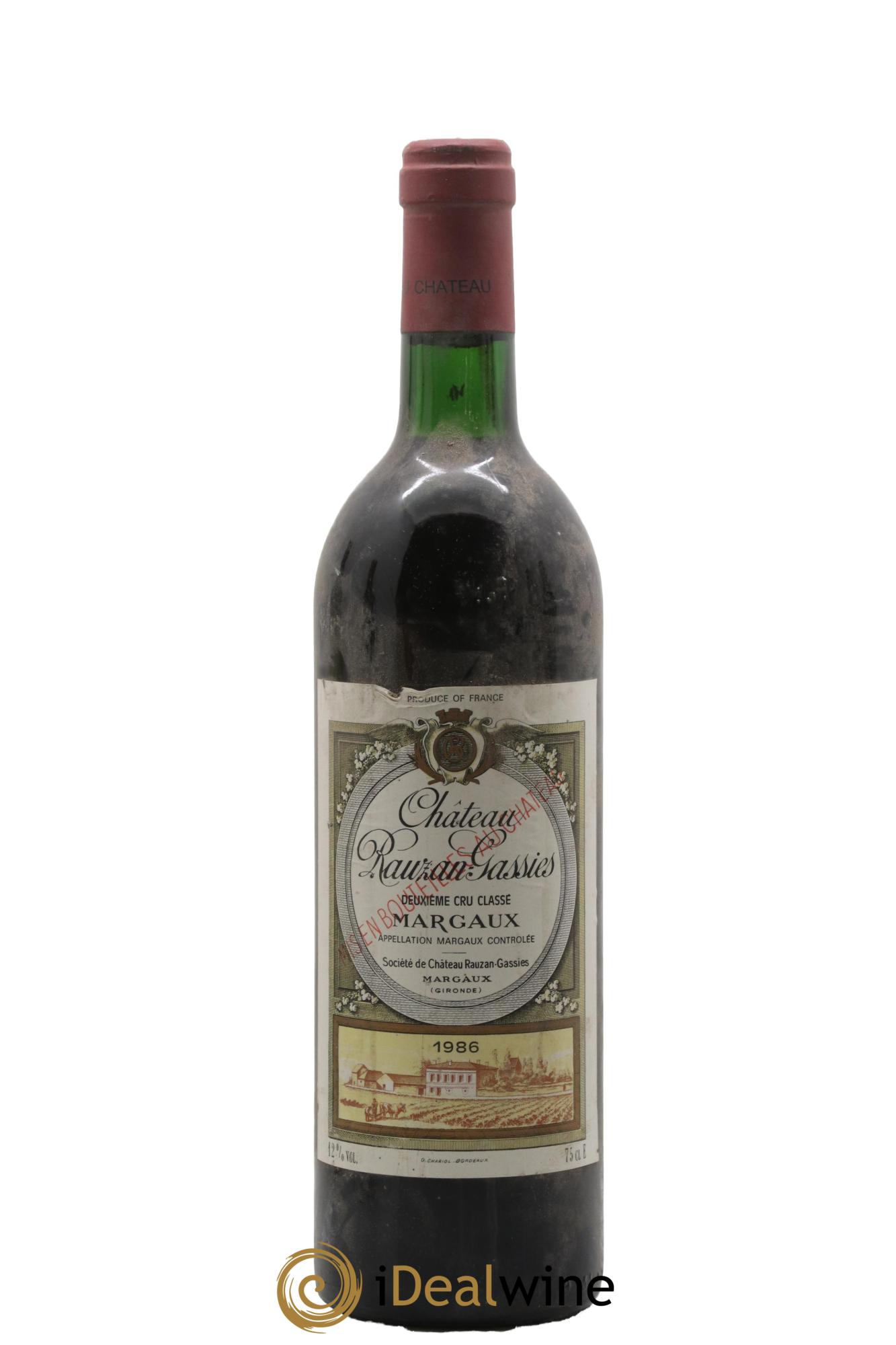 Château Rauzan-Gassies 2ème Grand Cru Classé 1986 - Lot of 1 bottle - 0