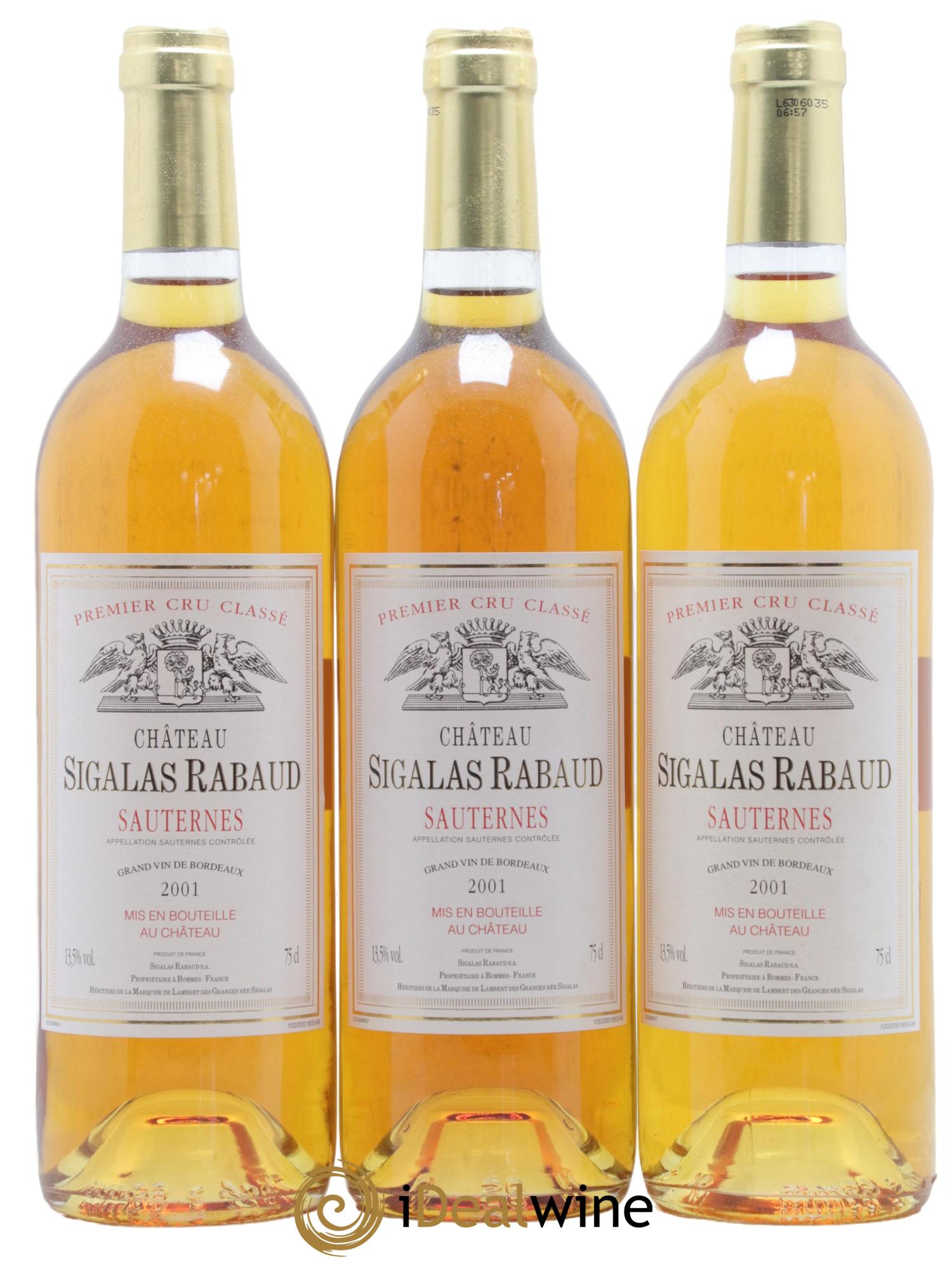Château Sigalas Rabaud 1er Grand Cru Classé 2001 - Lotto di 12 bottiglie - 1