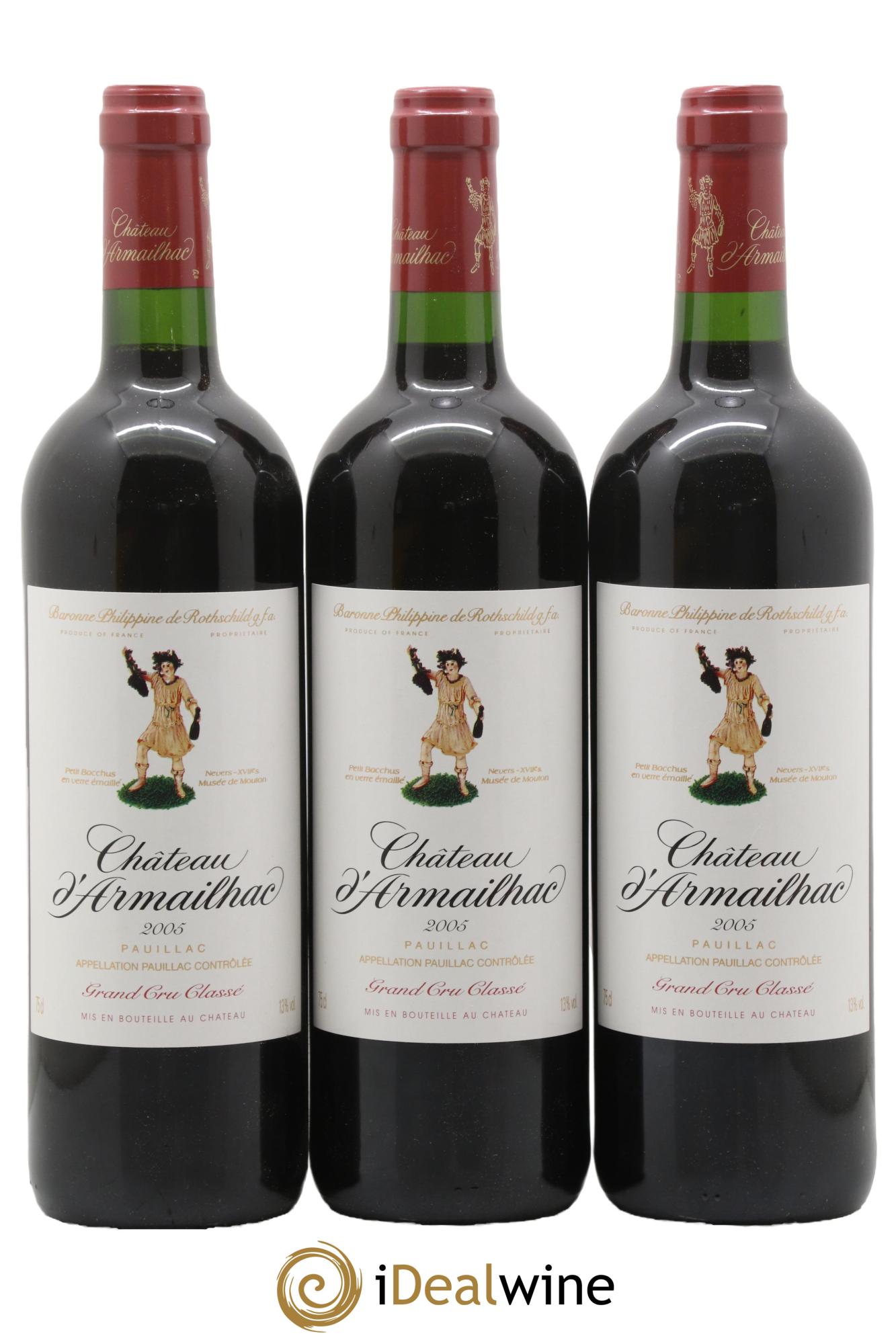 Château d' Armailhac - Mouton Baron(ne) Philippe 5ème Grand Cru Classé 2005 - Lot of 3 bottles - 0