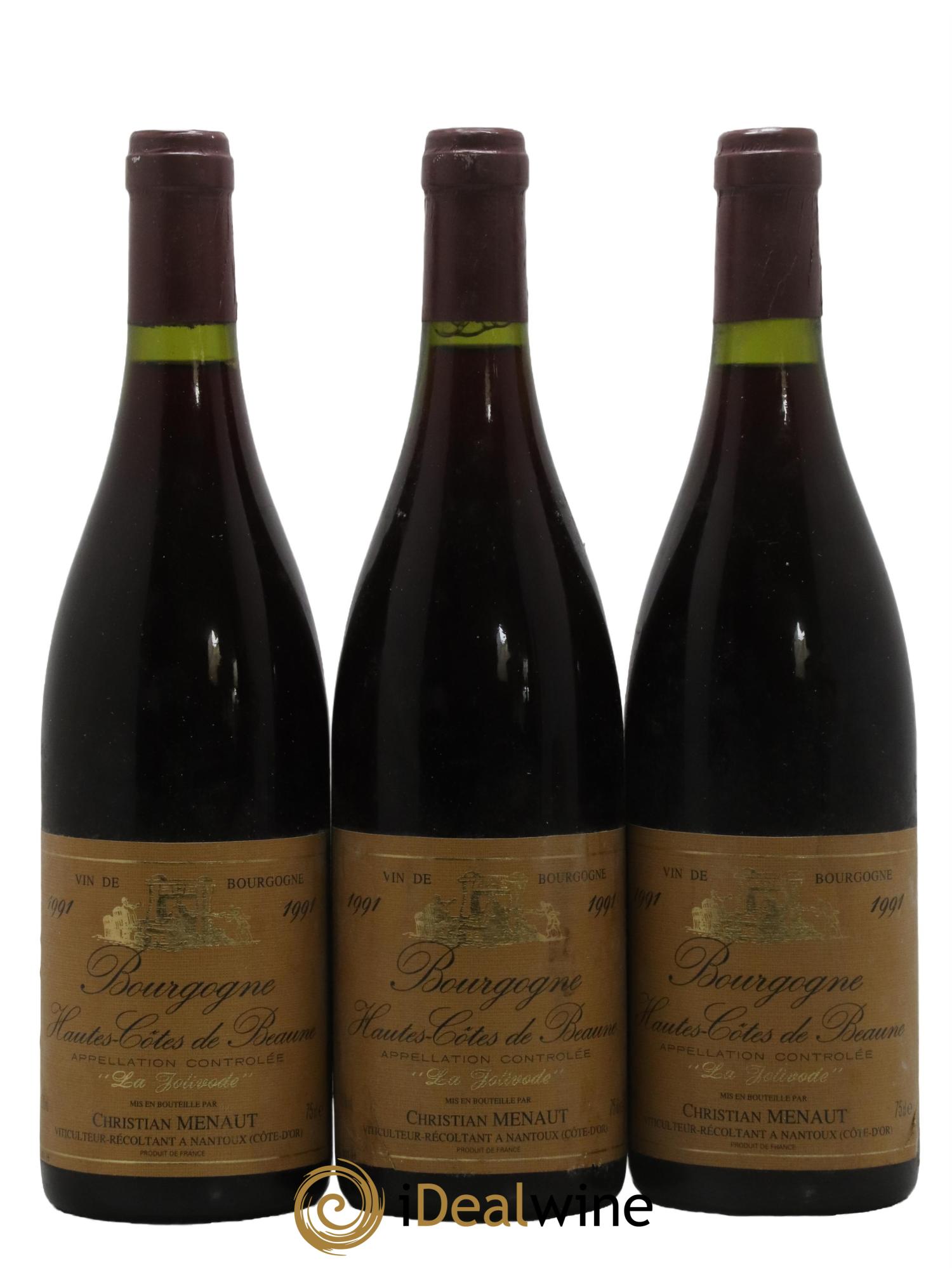 Hautes-Côtes de Beaune Menaut 1991 - Lot de 3 bouteilles - 0