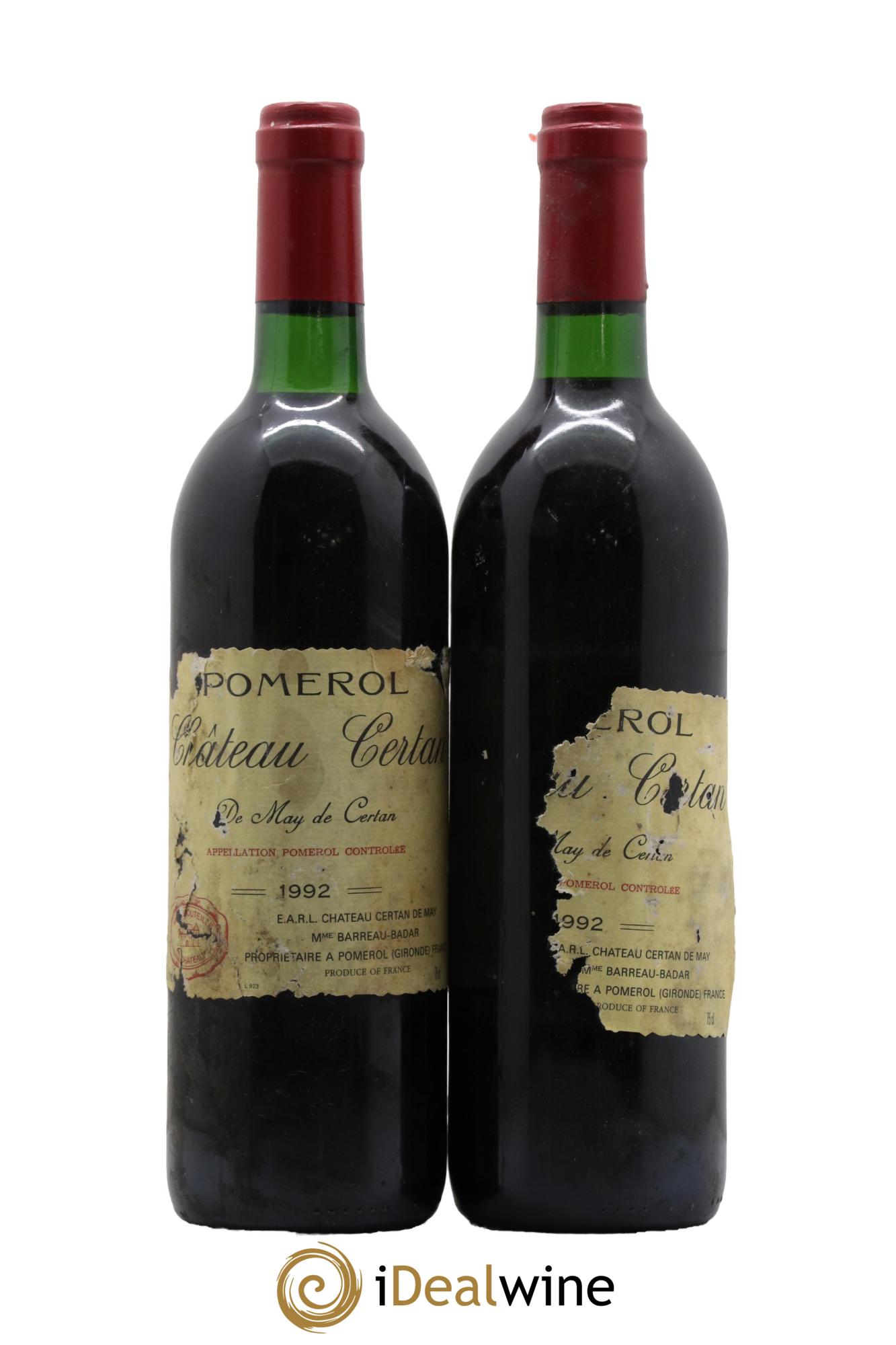 Château Certan de May 1992 - Lot de 2 bouteilles - 0