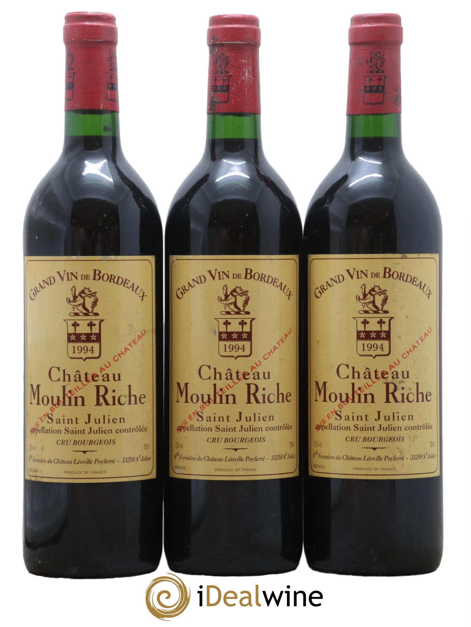 Château Moulin Riche 1994 - Lot de 3 bouteilles - 0