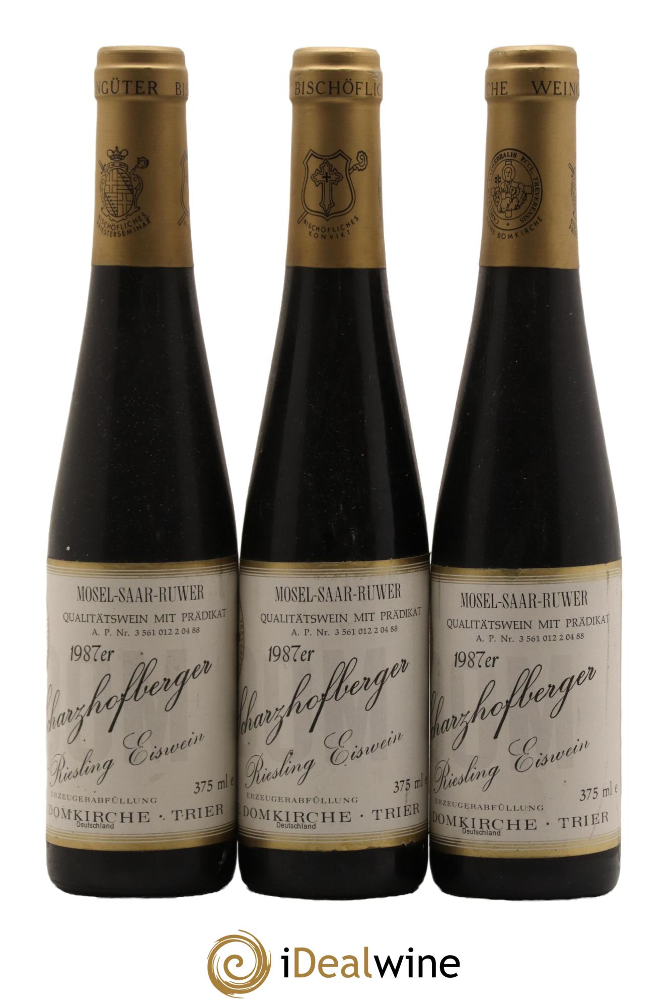 Riesling-Eiswein Scharzhofberger Hohe Domkirche 1987 - Posten von 3 Demi-Flaschen - 0