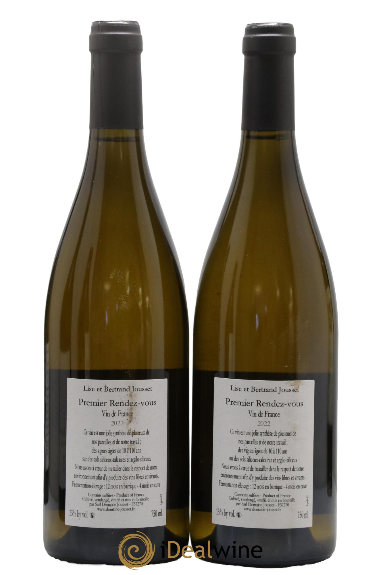 Montlouis-sur-Loire Premier Rendez-vous Lise et Bertrand Jousset 2022 - Lot de 2 bouteilles - 1