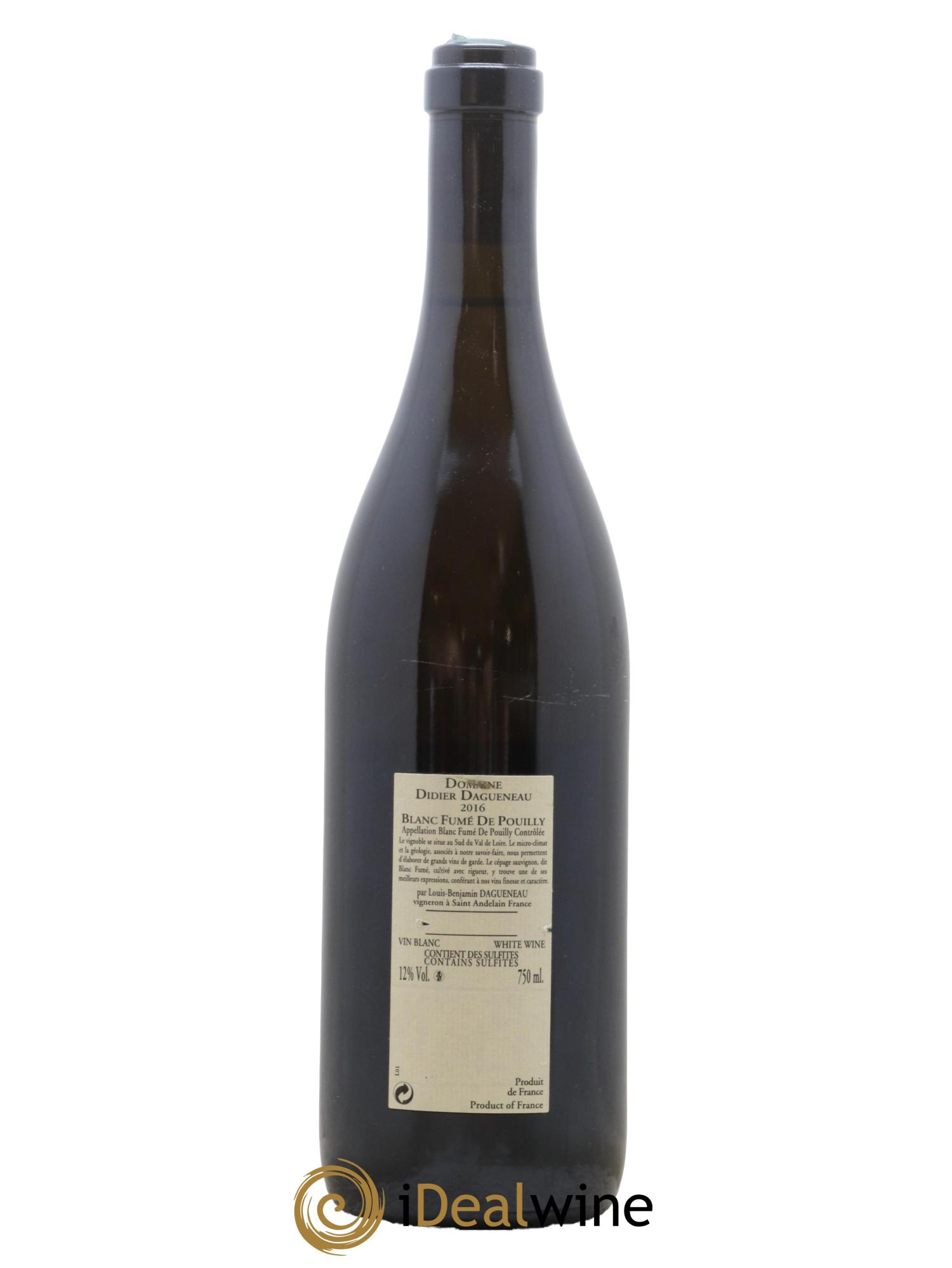 Pouilly-Fumé Blanc Fumé de Pouilly Dagueneau (Domaine Didier - Louis-Benjamin) 2016 - Lot de 1 bouteille - 1