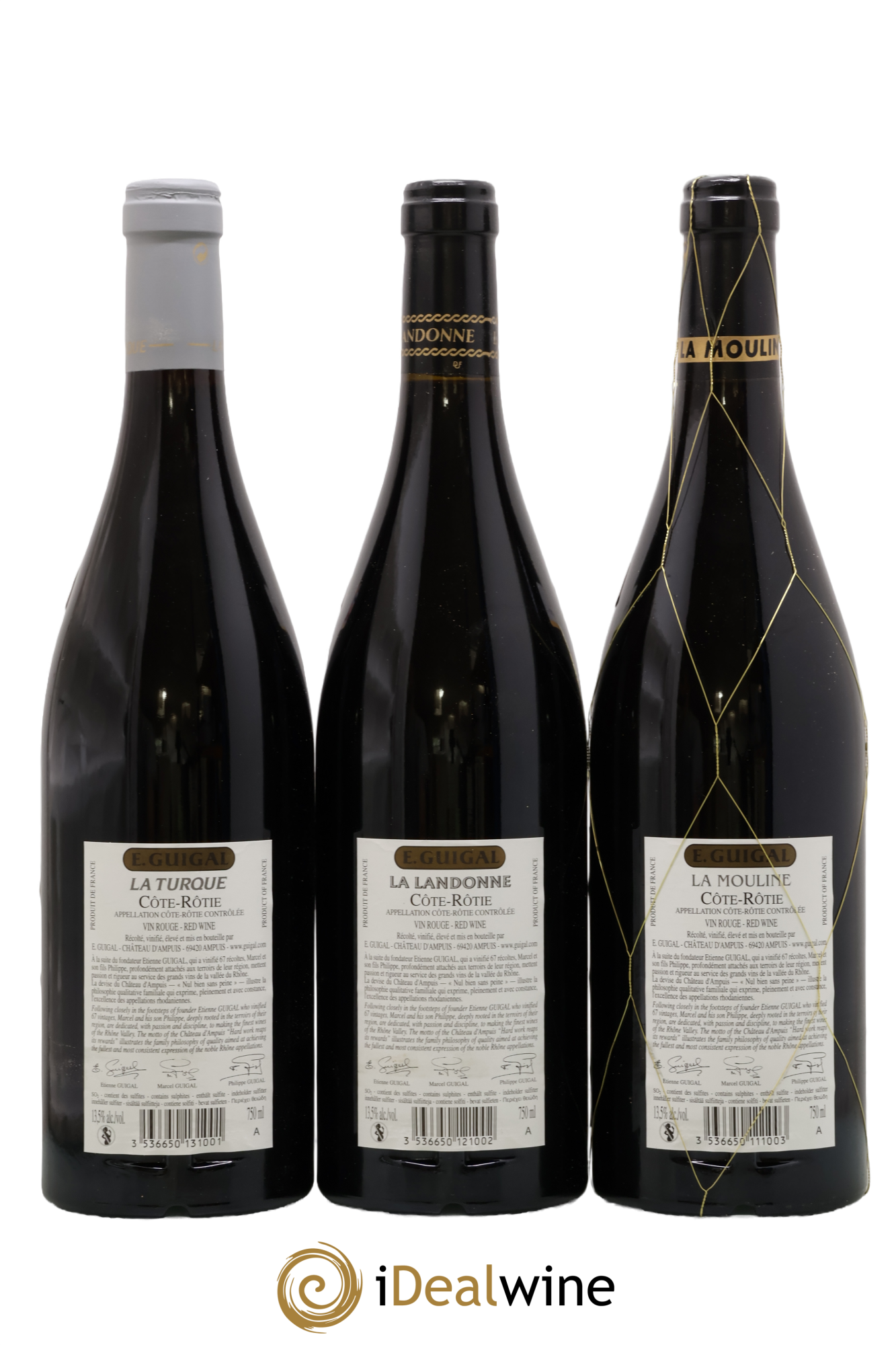Côte-Rôtie Guigal Trilogie La Turque - La Landonne - La Mouline 2012 - Lot de 3 bouteilles - 1