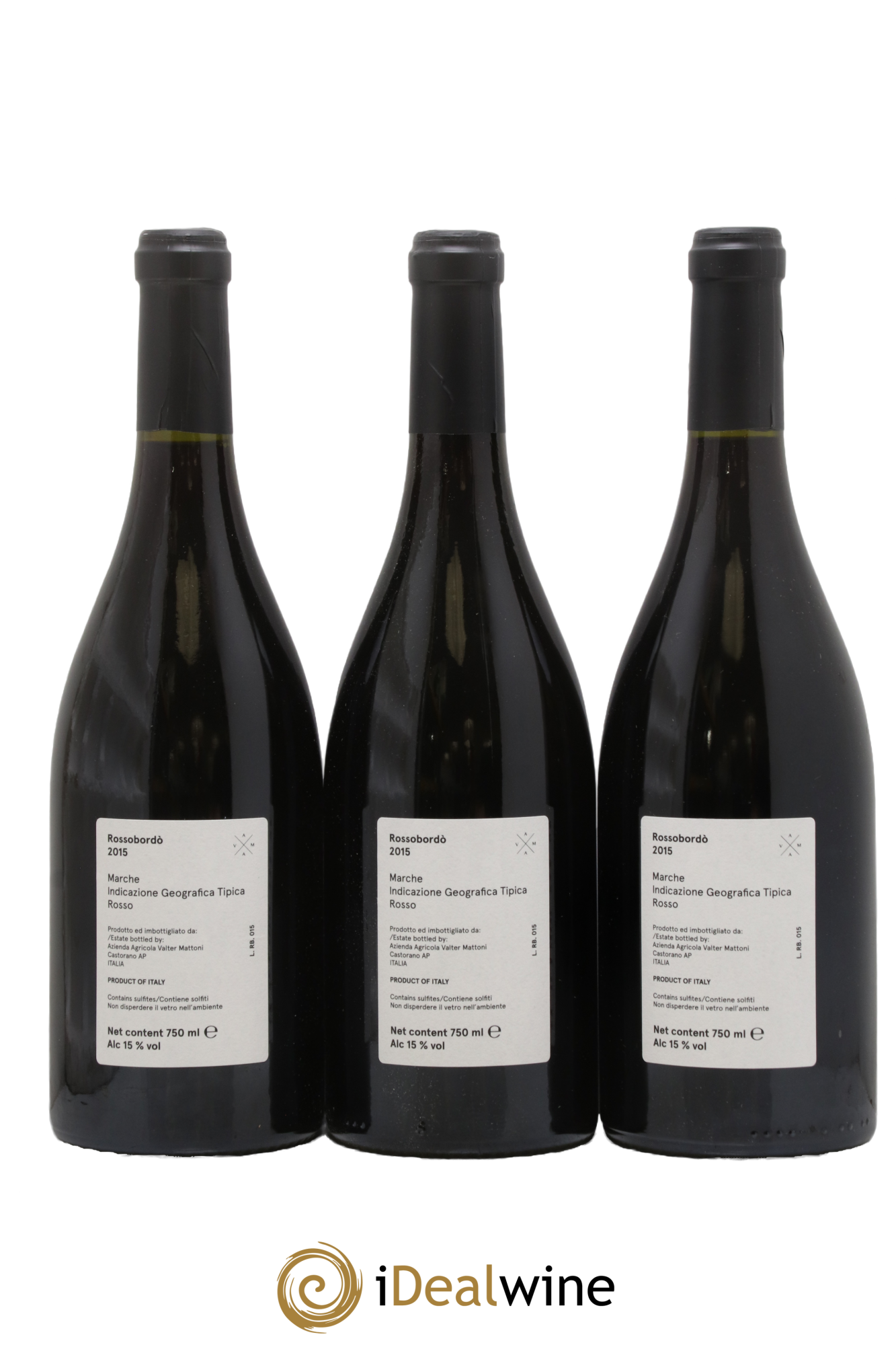 Italie IGT Marche - Rossobordo -  Valter Mattoni 2015 - Lot of 3 bottles - 1