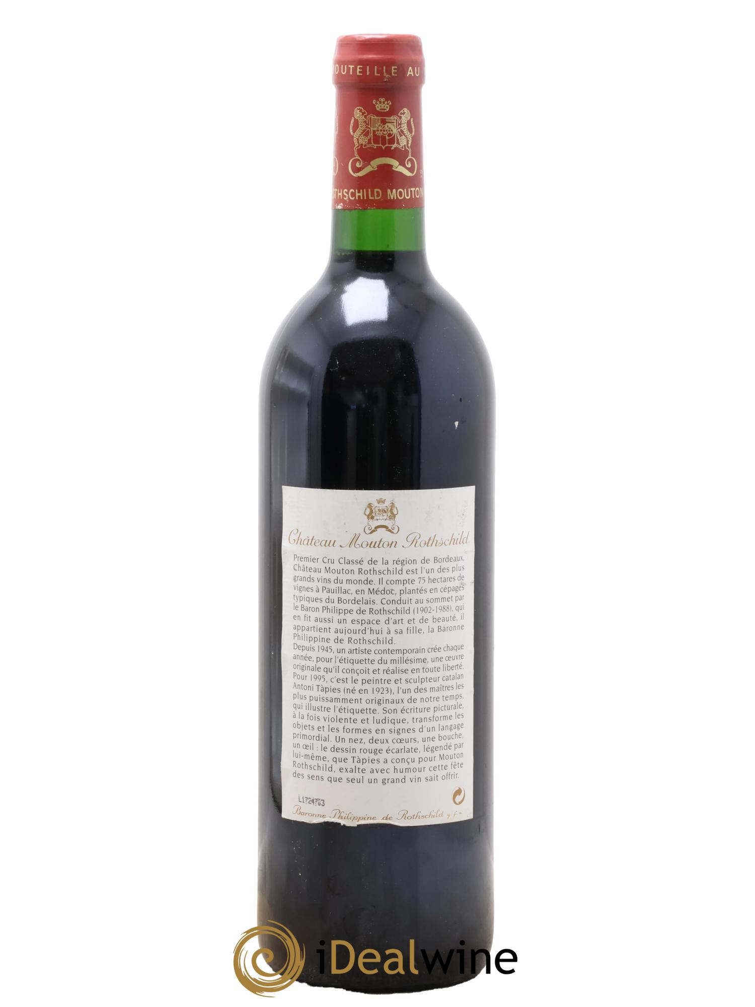 Château Mouton Rothschild 1er Grand Cru Classé 1995 - Lot de 1 bouteille - 1
