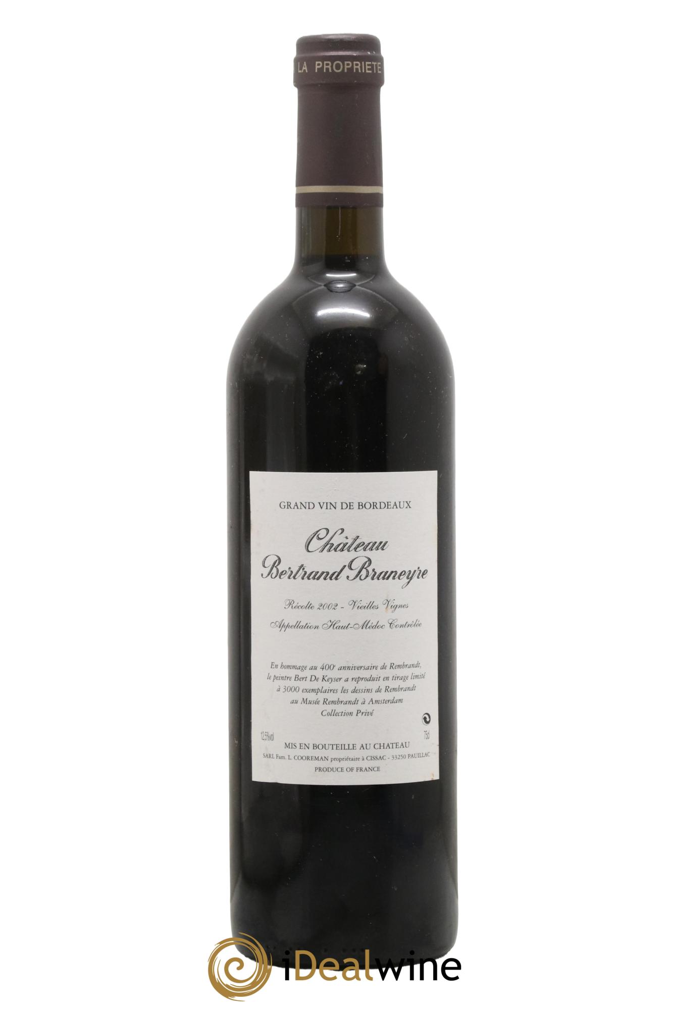 Haut Médoc Château Bertrand Braneyre 2002 - Lot of 1 bottle - 1
