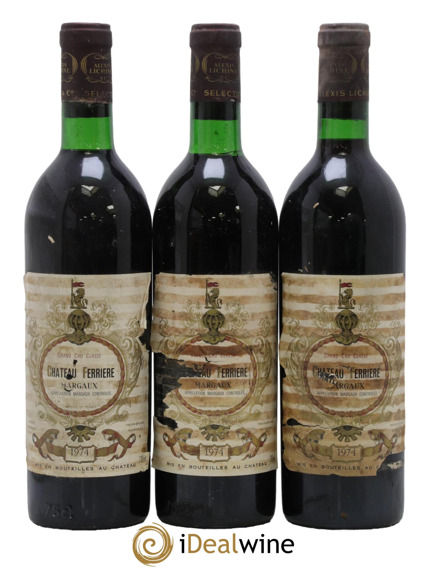 Château Ferrière 3ème Grand Cru Classé 1974 - Lot of 3 bottles - 0