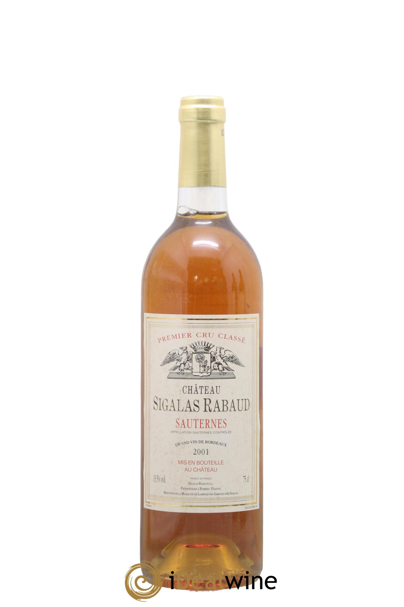 Château Sigalas Rabaud 1er Grand Cru Classé 2001 - Lot de 1 bouteille - 0