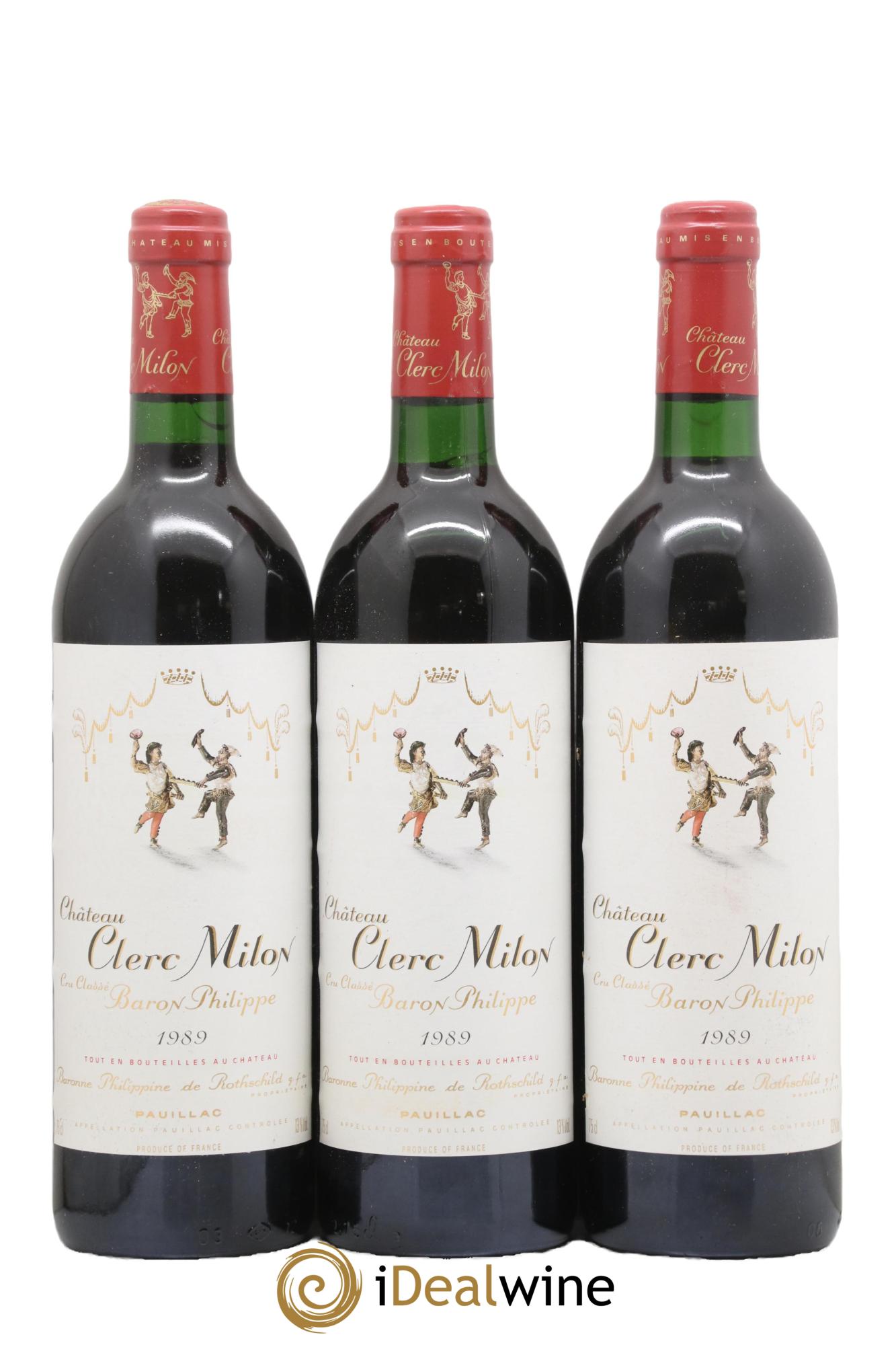 Château Clerc Milon 5ème Grand Cru Classé 1989 - Lot of 3 bottles - 0