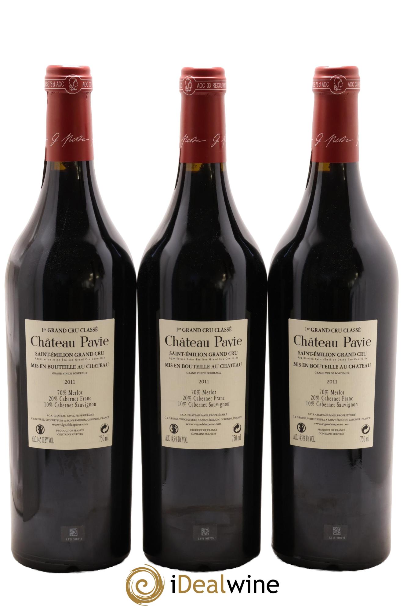 Château Pavie 1er Grand Cru Classé A 2011 - Posten von 3 Flaschen - 1